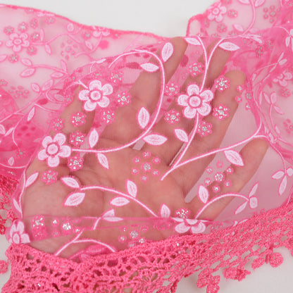 Anna-Kaci Lightweight Lace Floral Head Scarf Fringe Triangular Shawl Scarf Wrap Bandana for Women