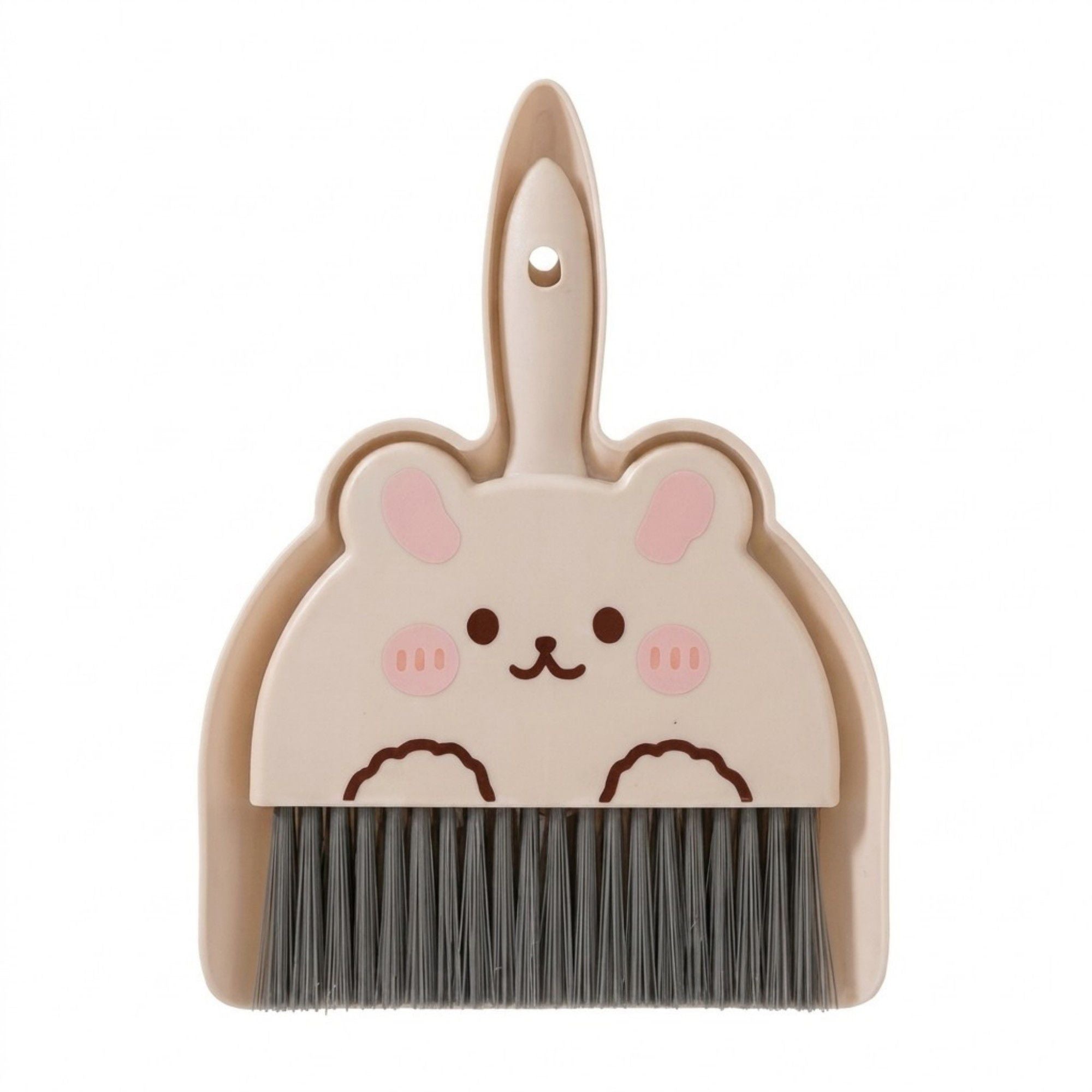 2-Piece Mini Dustpan and Brush Set with Animal Face Design for Tabletop Cleaning