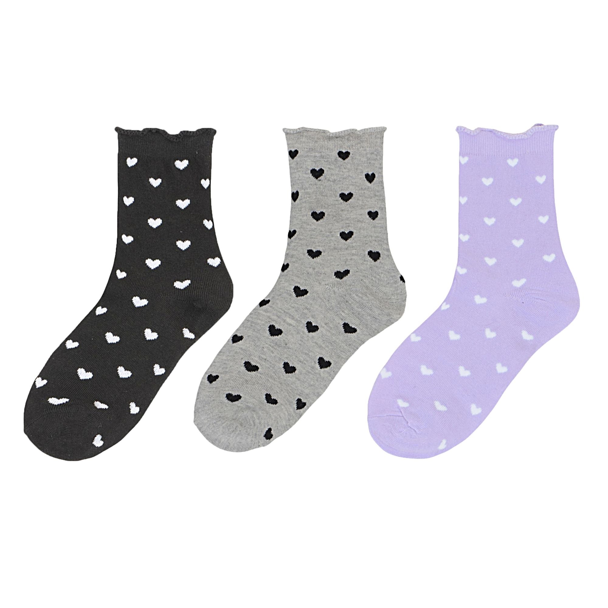 Anna-Kaci Women's Ankle Socks with Allover Heart Print and Soft Ribbed Cuff Trim