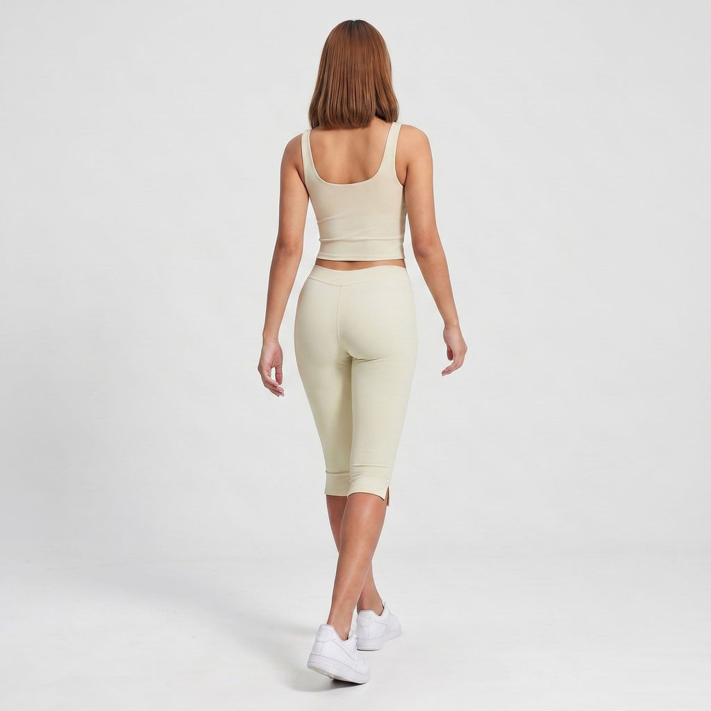 High Waist Capri Leggings Side Slit Cropped Workout Yoga Pants