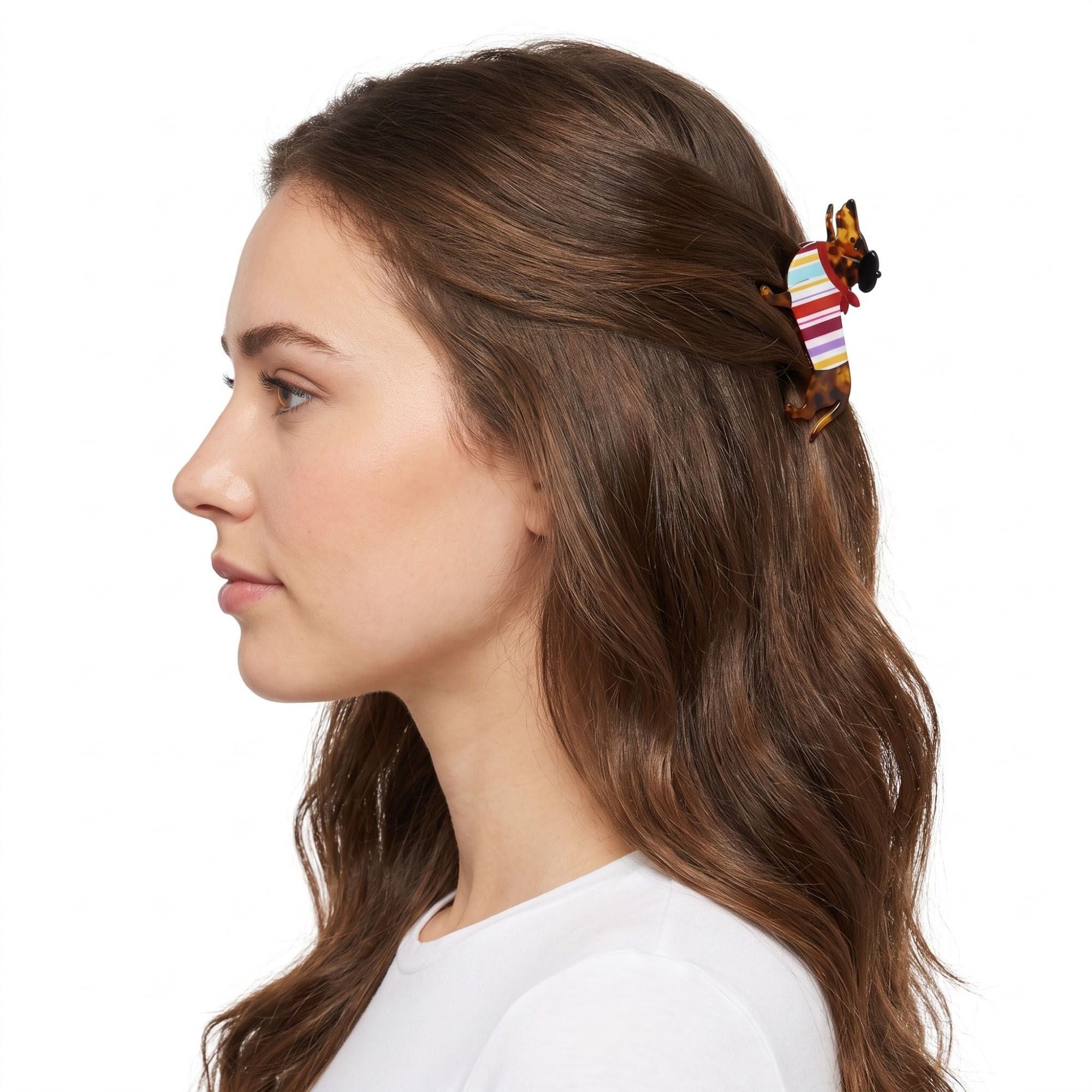 3pc Dachshund Dog Hair Clip Set Tortoiseshell Puppy Barrettes