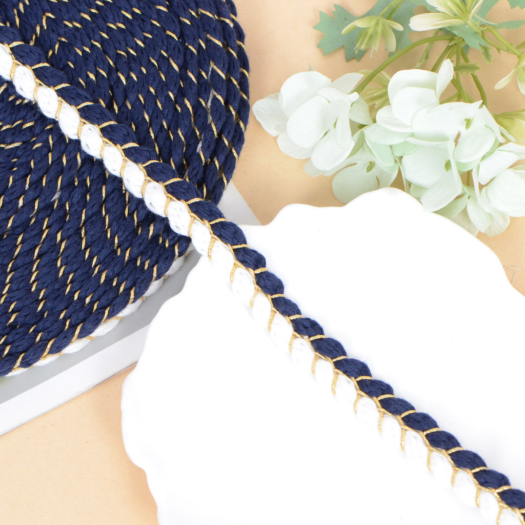 Sewing Braid Trim, 11 Yards 0.6 Inch Twisted Cotton Cord Trim, Handmade DIY Craft Embellishment Costume Garment Decor Accessory