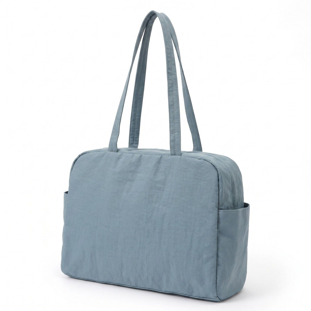 Lightweight Shoulder Tote Bag with Top Zipper and Exterior Side Pockets 12x8x3.5in