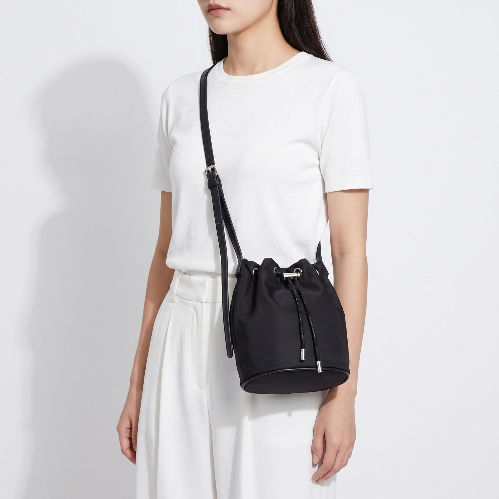 Drawstring Bucket Crossbody Bag with Adjustable Shoulder Strap