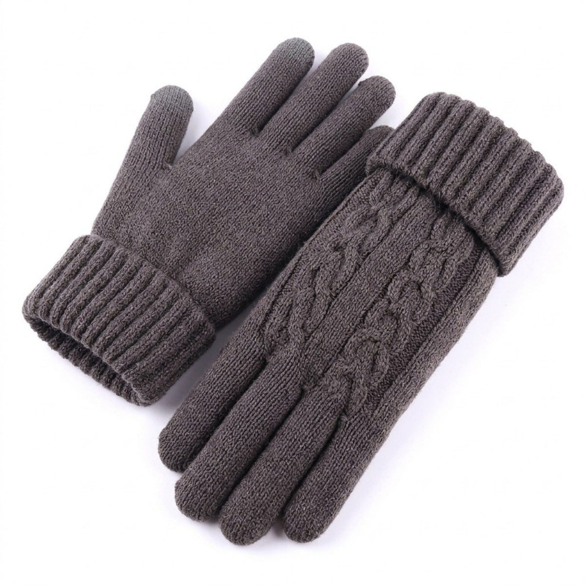 Knit Winter Gloves with Ribbed Cuffs 7.8 x 3.3in
