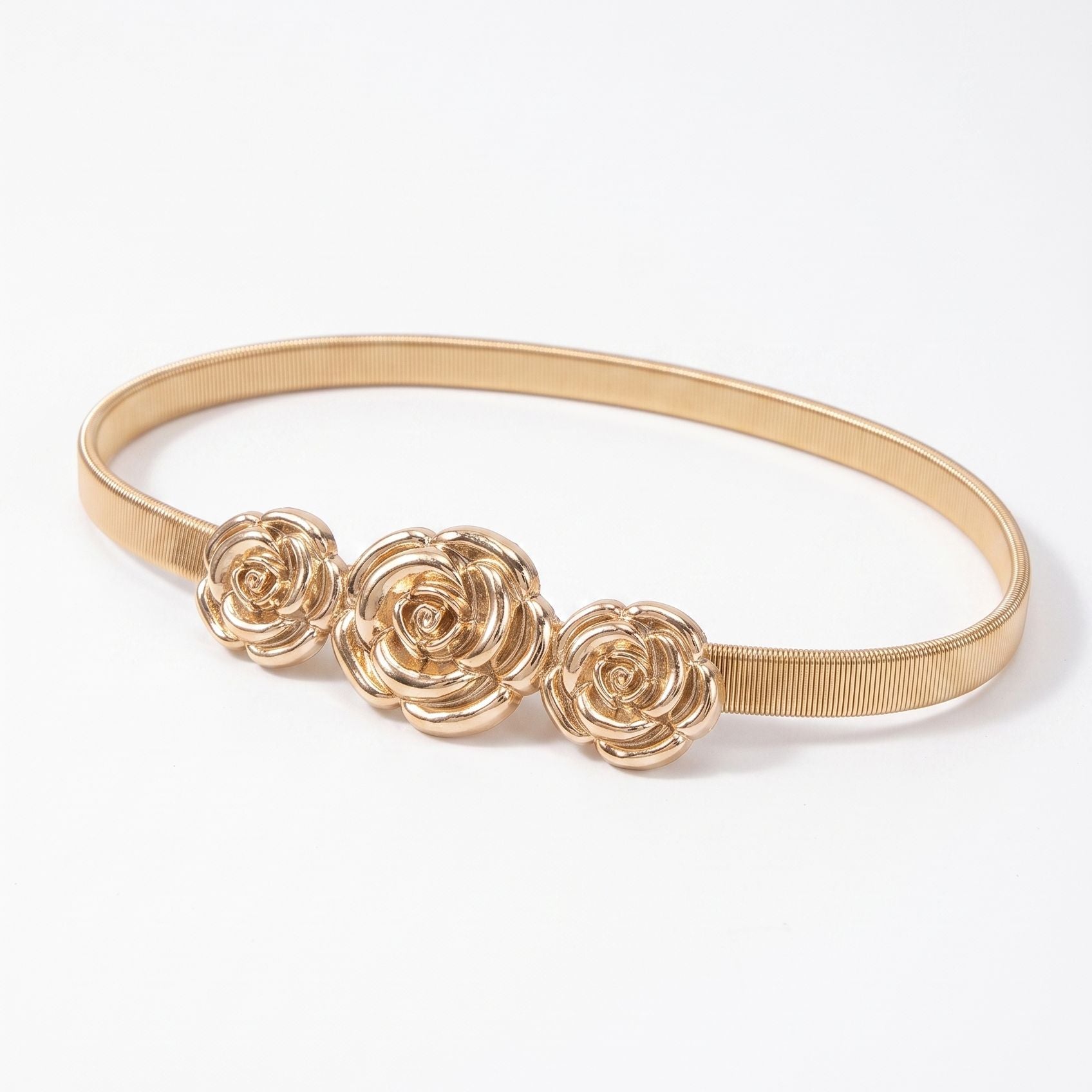 Four Filigree Floral Thin Waist Belt Adjustable Elegant Formal Waist Jewelry 47.2in