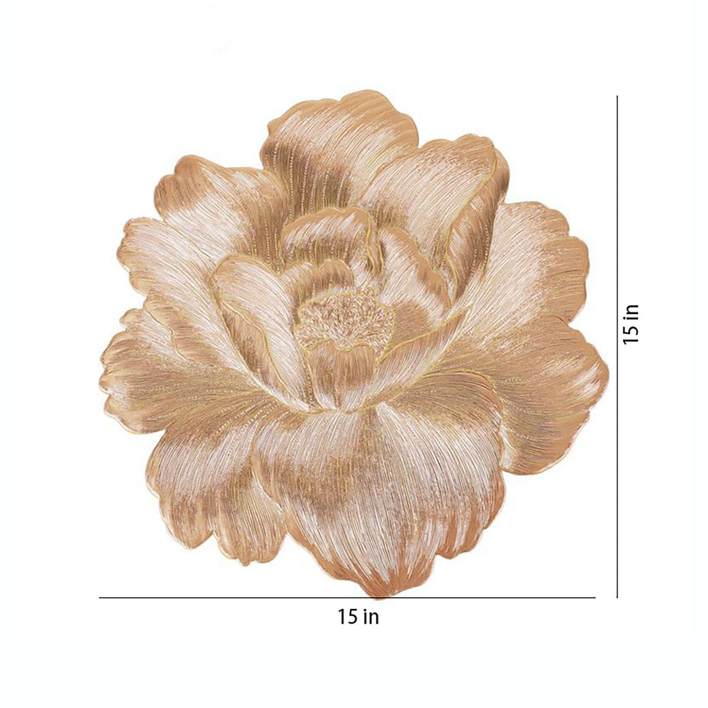 4-Pack Floral Round PVC Placemats Metallic Textured Heat Resistant Table Mats