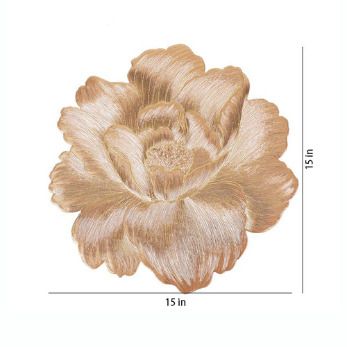 4-Pack Floral Round PVC Placemats Metallic Textured Heat Resistant Table Mats