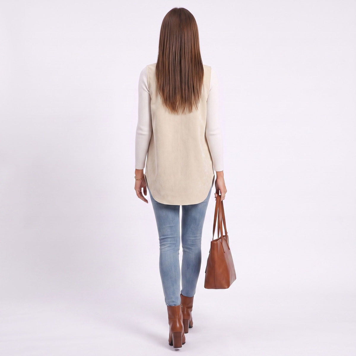 Button Front Corduroy Vest with Flap Pockets