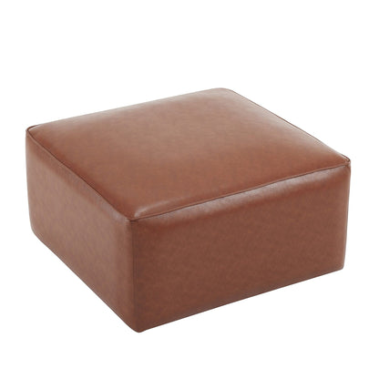 Alilang 30.00 inches Square Faux Leather Ottoman Pouf with Modern Design
