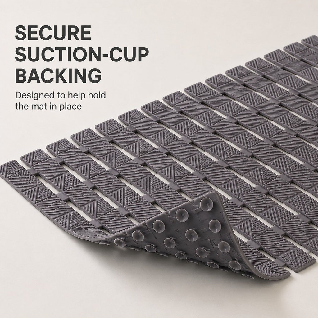 Slatted Nonslip Shower Mat Quick Drain Bath Mat 15.7 x 27.6 Inches
