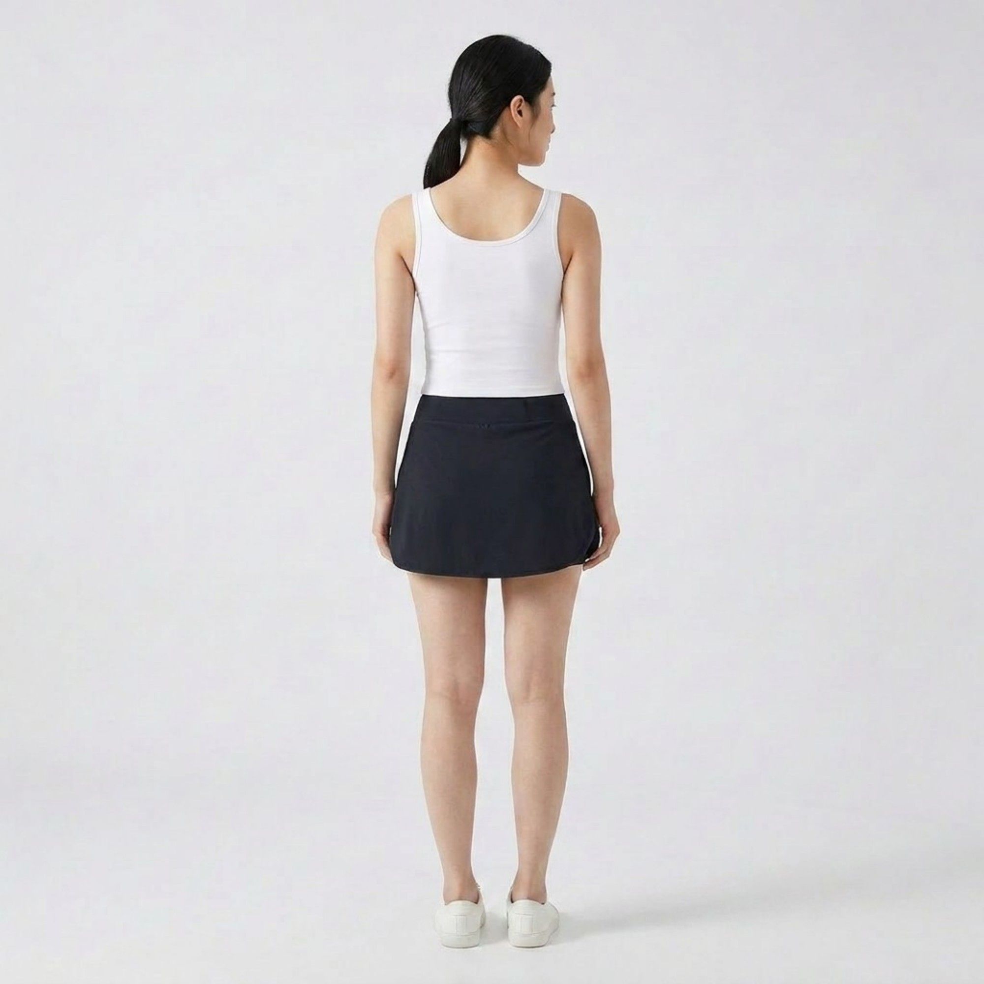 Anna-Kaci Active Women's High Waist Athletic Skort with Wide Waistband Curved Hem Smooth Stretch Knit and Built In Shorts