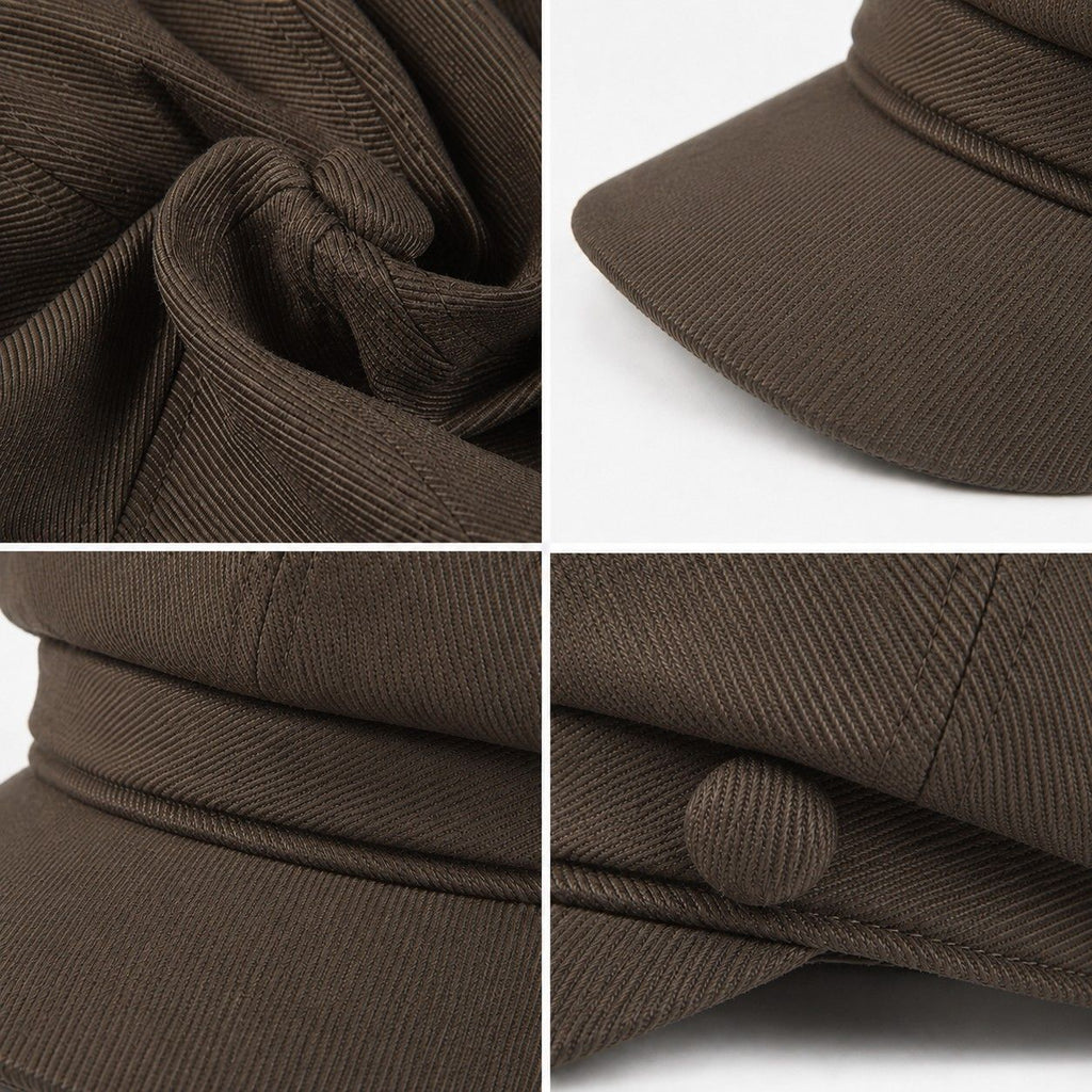 Structured Newsboy Cap Vintage Baker Boy Hat Short Brim Casual Style