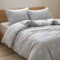 3-Piece Cotton Bedding Set with Duvet Cover and Pillowcases Soft Washed Fabric Minimal Floral Bow Print
