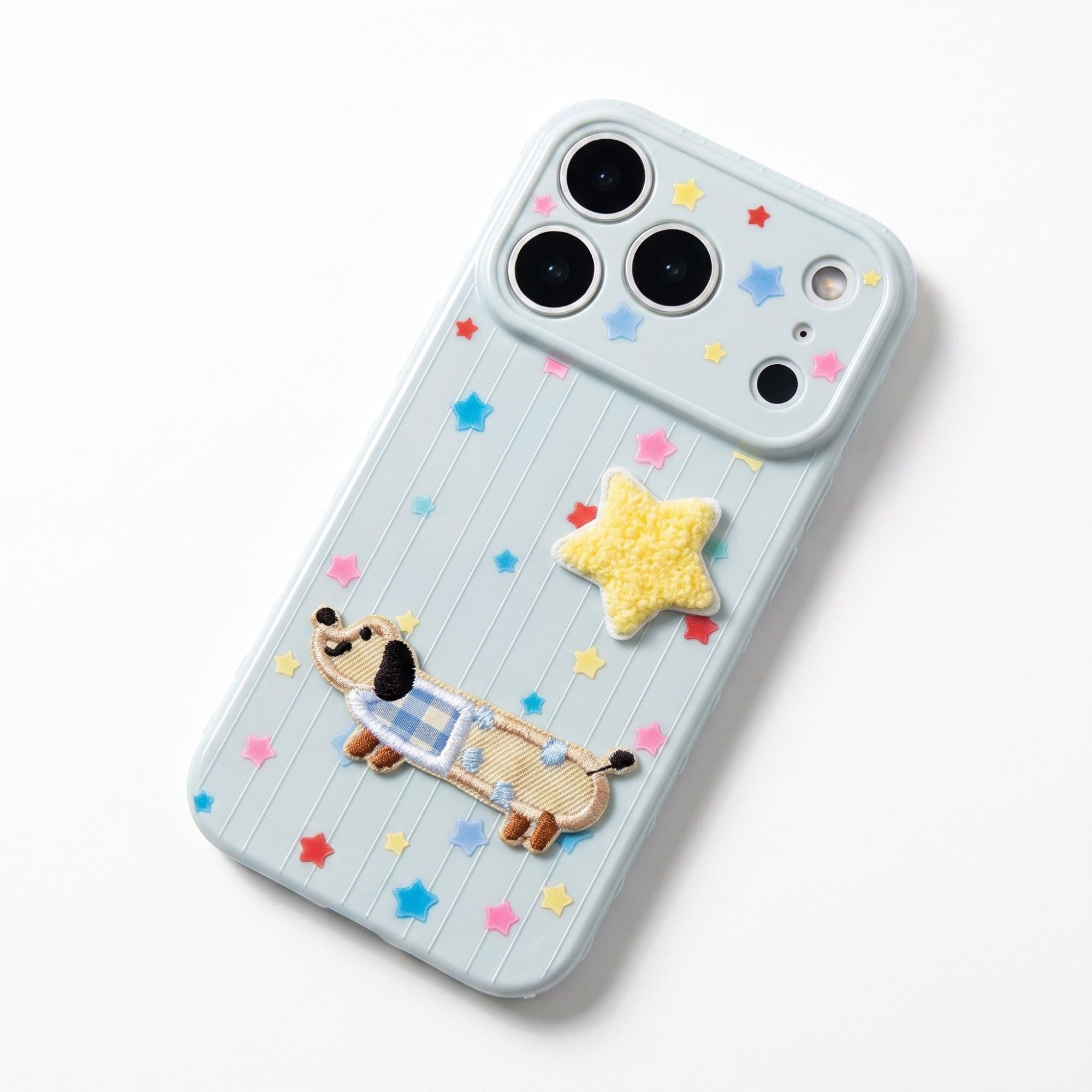 Dog Patch Star Phone Case Textured Back Raised Camera Edge Decorative Cover