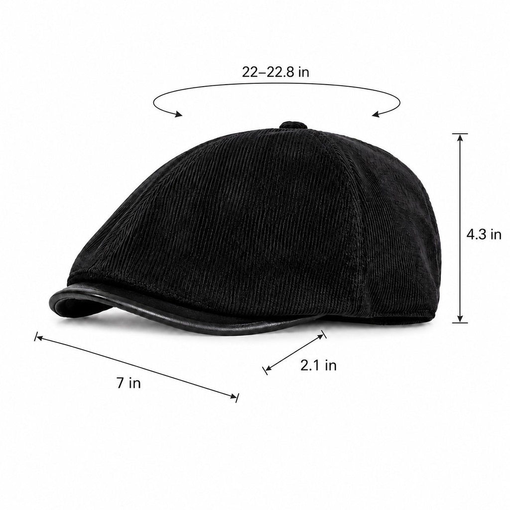 Corduroy Newsboy Cap Adjustable Short Brim Vintage Fall Winter Hat