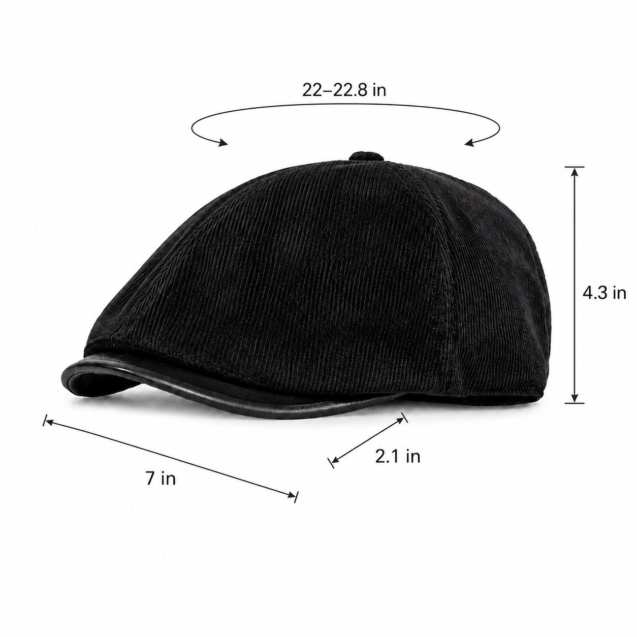 Corduroy Newsboy Cap Adjustable Short Brim Vintage Fall Winter Hat