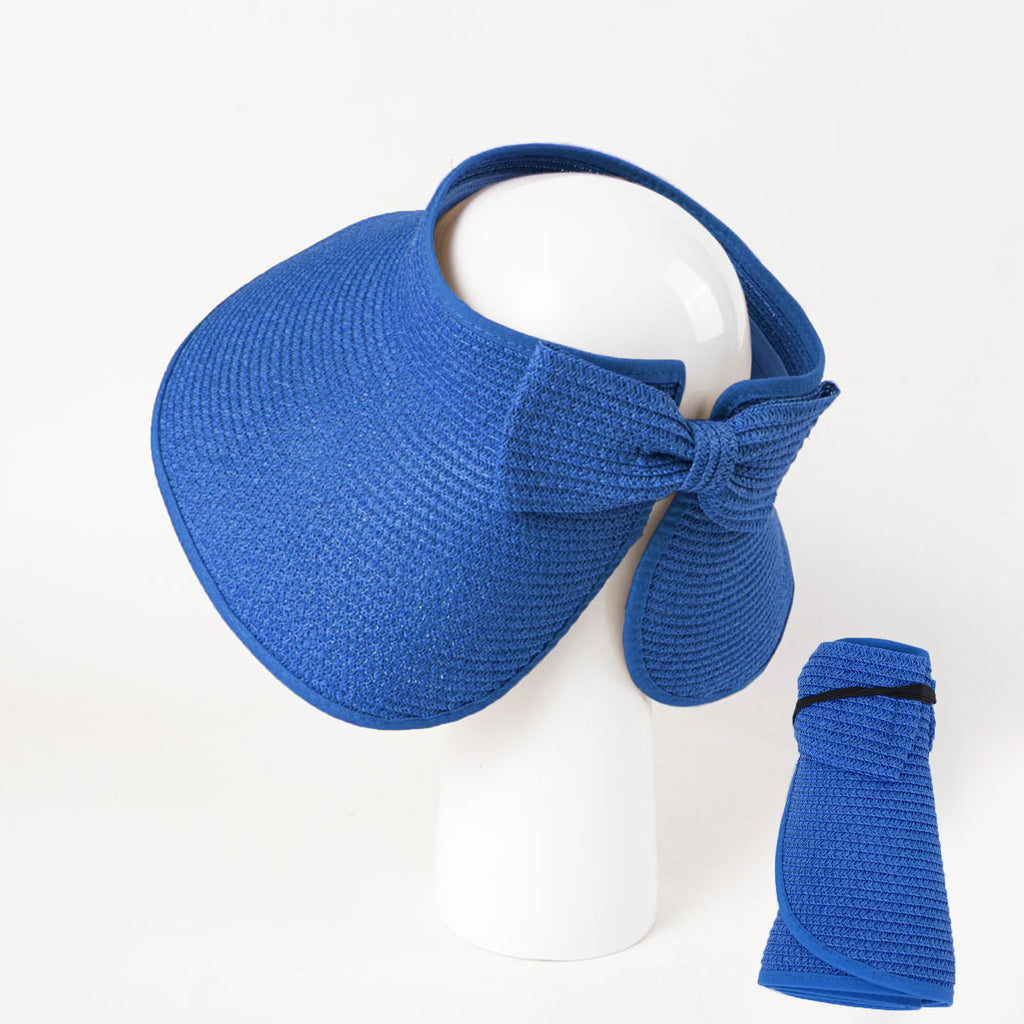 Anna-Kaci Women's Wide Brim Visor Hat with Bow Detail Adjustable Velcro Closure for Beach or Outdoor Protection