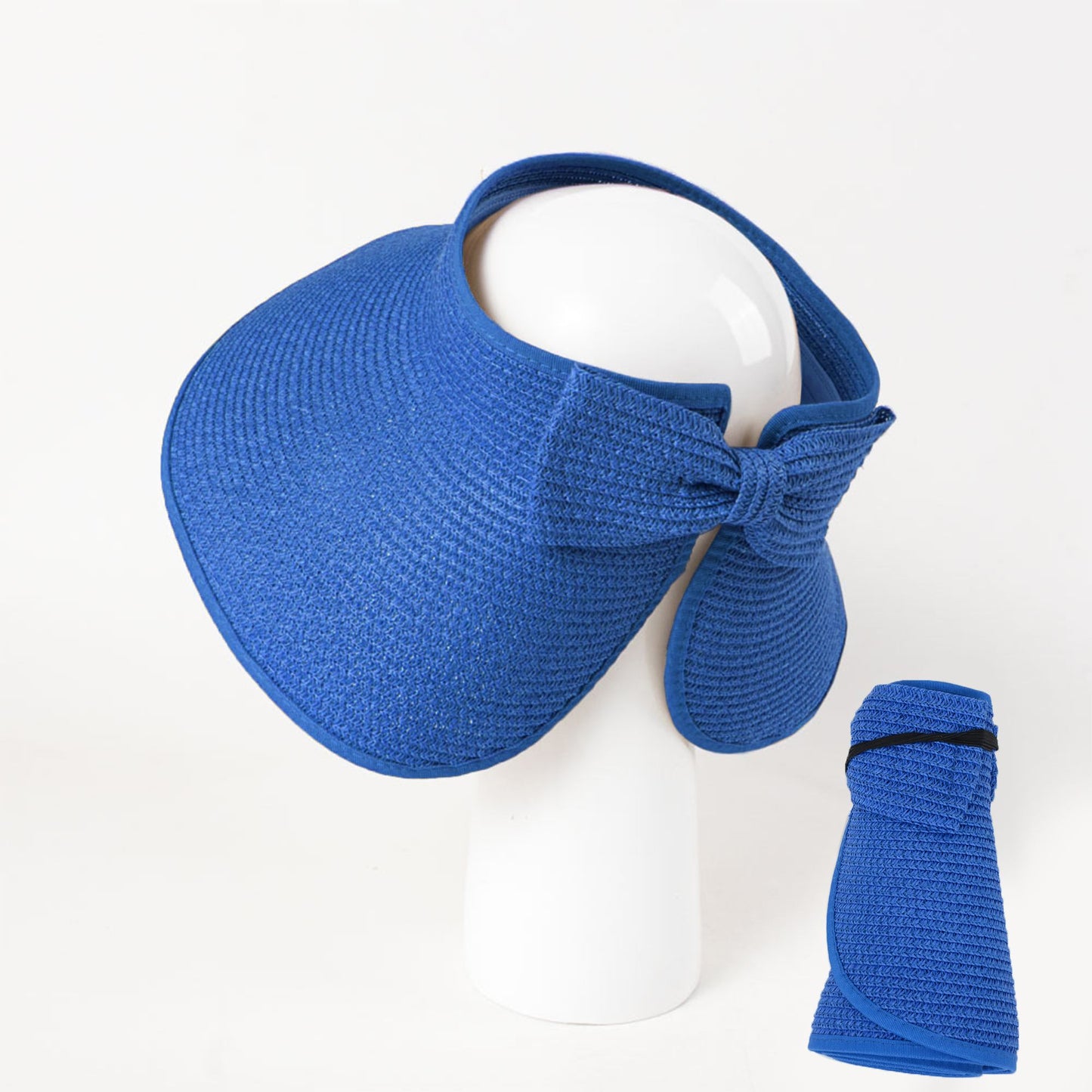 Anna-Kaci Women's Wide Brim Visor Hat with Bow Detail Adjustable Velcro Closure for Beach or Outdoor Protection