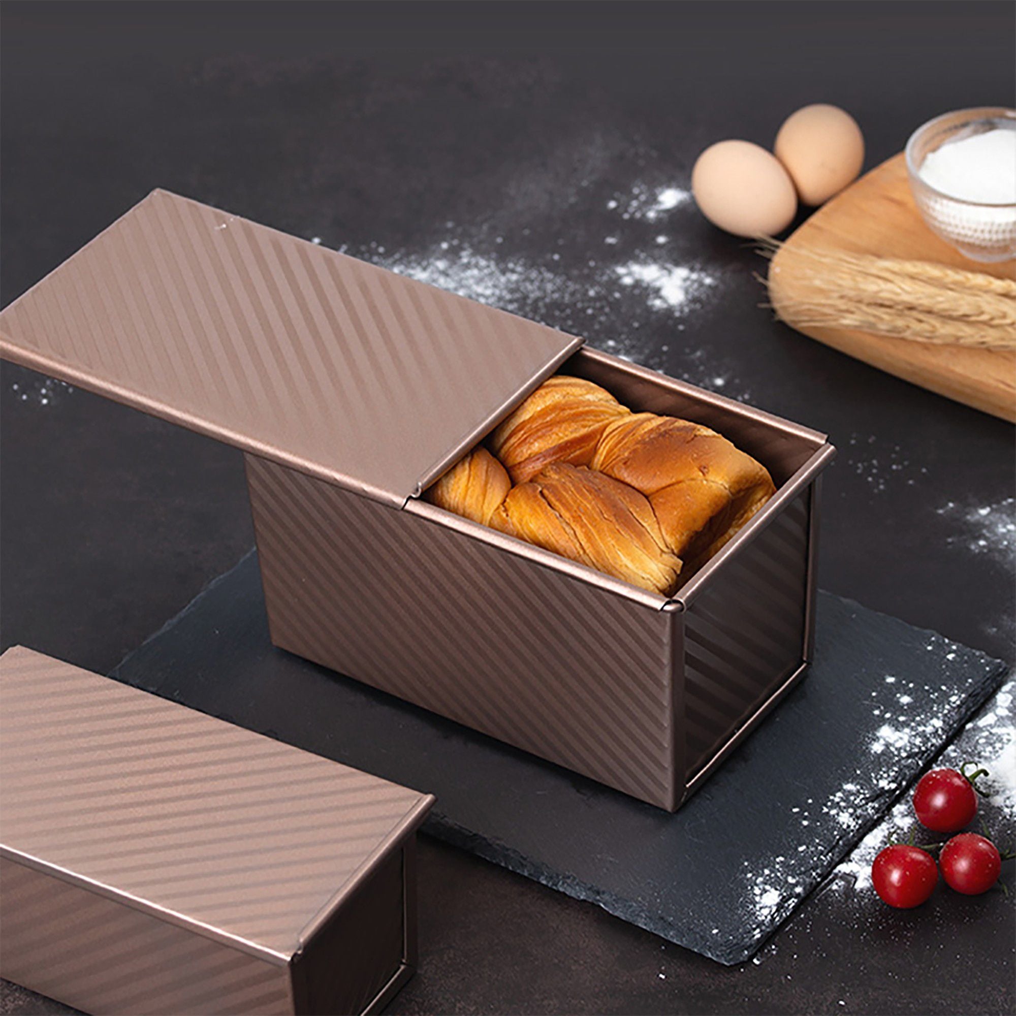 Nonstick Pullman Loaf Pan with Lid Rectangular Bread Baking Mold for Sandwich Bread