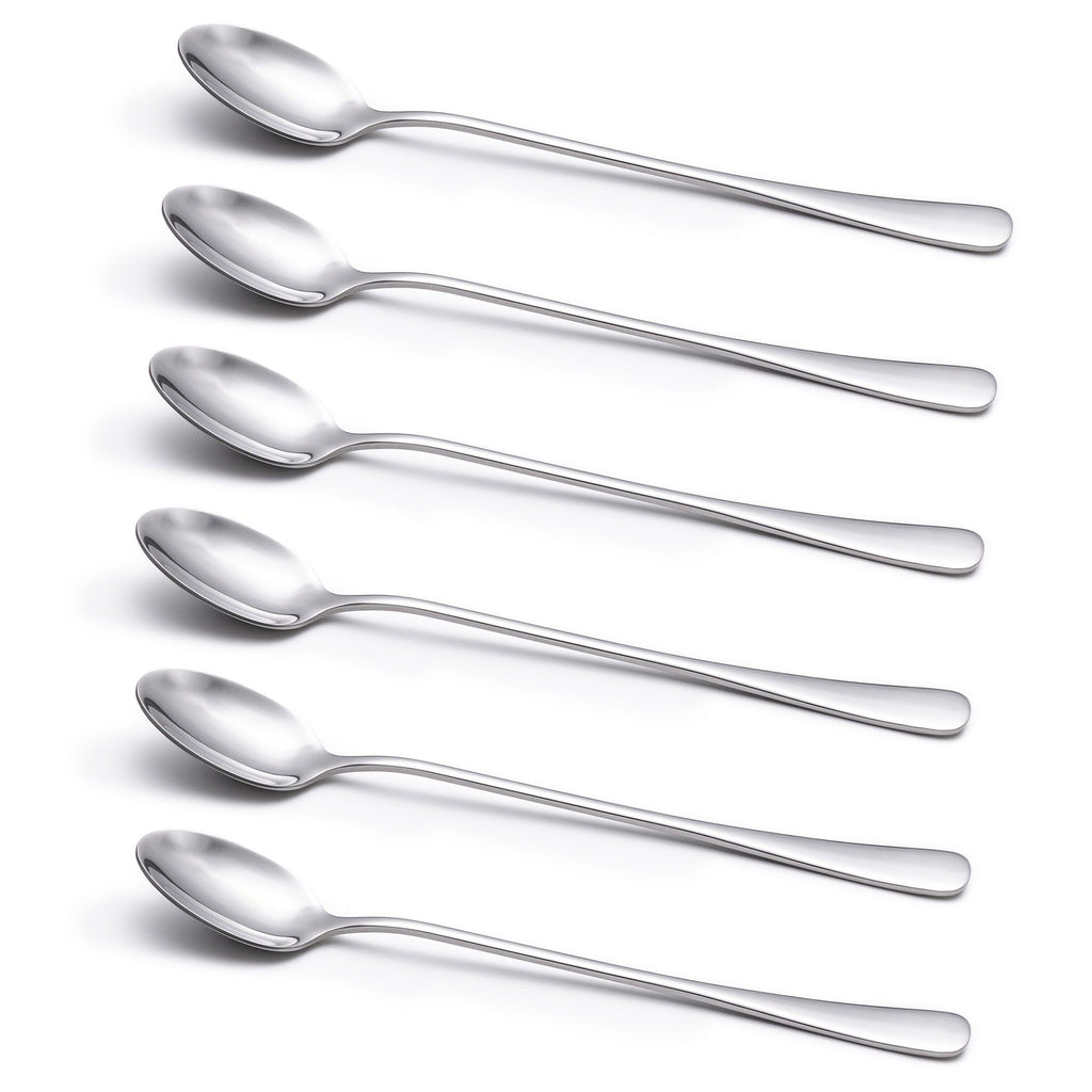 6-Piece Long Handle Stainless Steel Coffee and Iced Tea Spoon Set