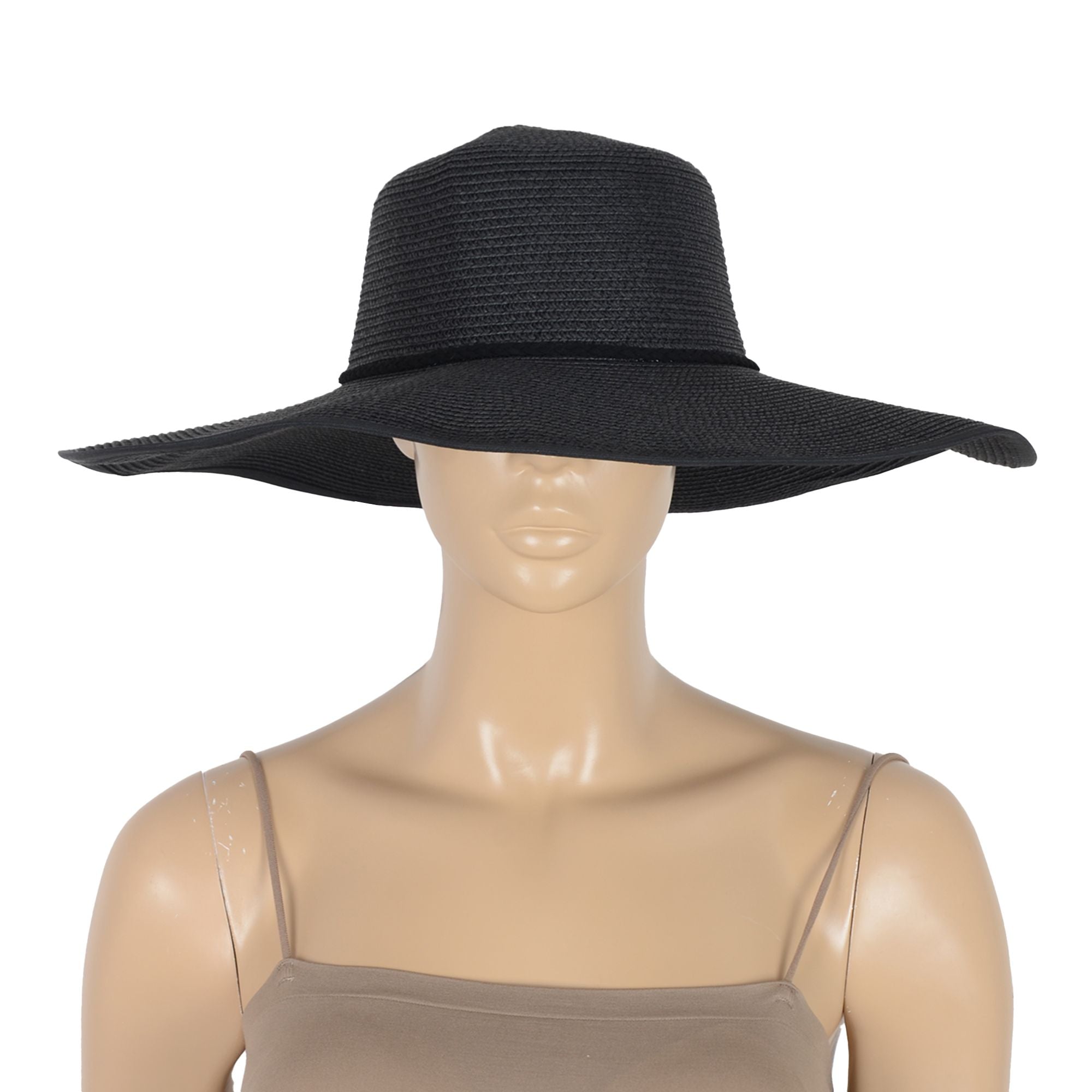 Anna-Kaci Wide Brim Straw Sun Hat with Braided Cord Detail Lightweight Packable Design for Beach Outdoor Protection