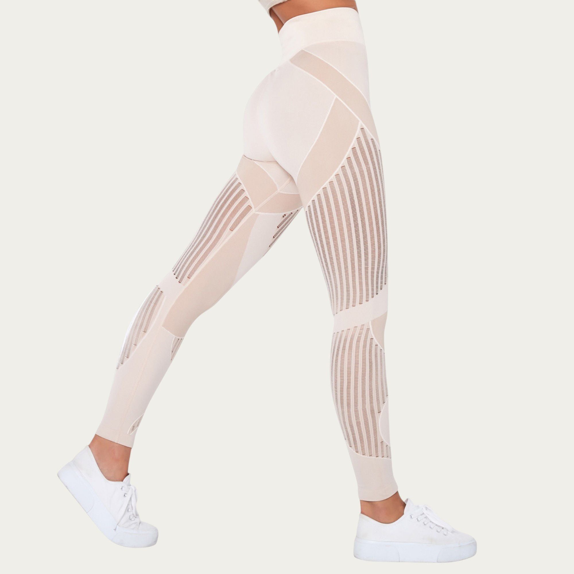 Anna-Kaci Active Women's Seamless Patterned Leggings with Ribbed Details and Contouring Panels