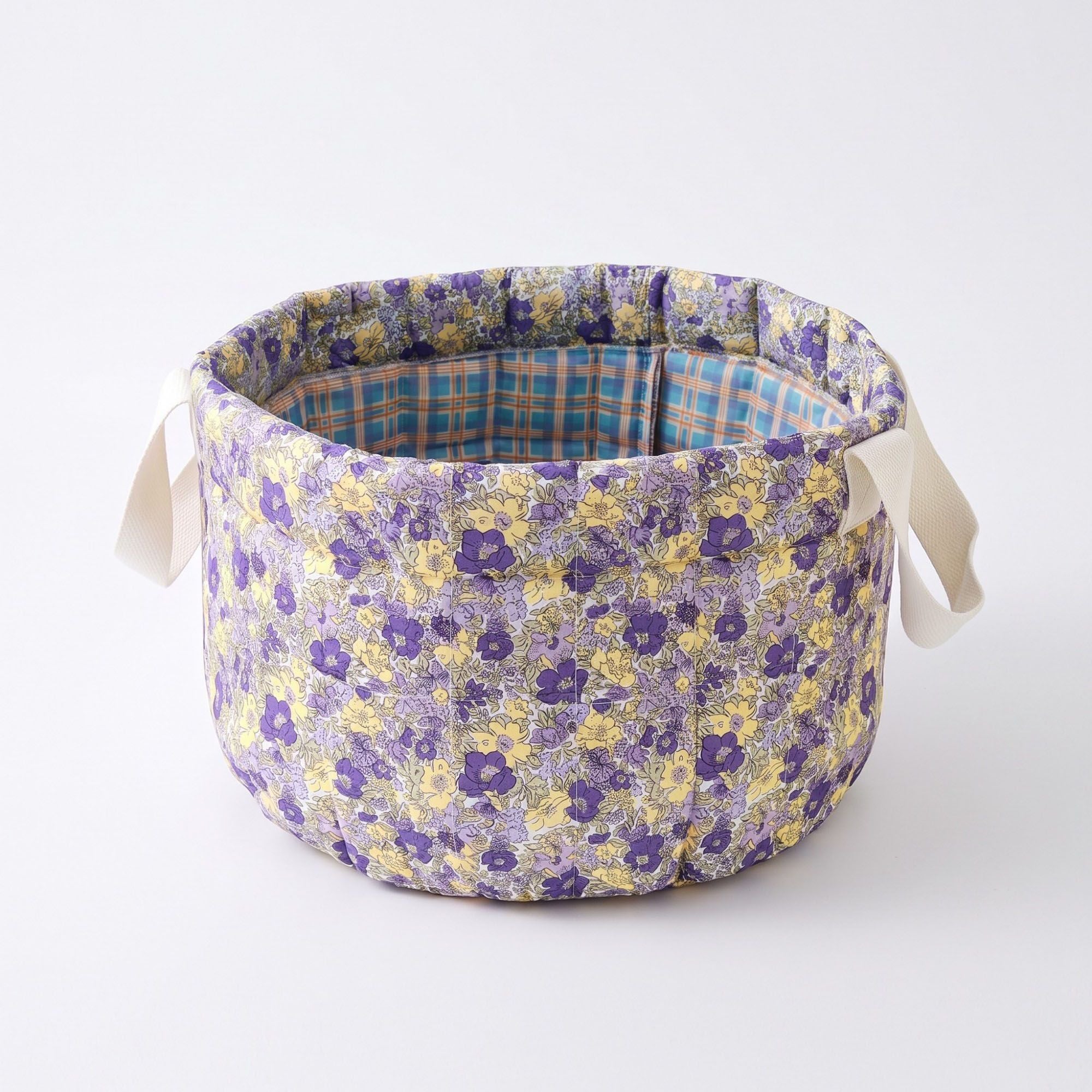 Cesta organizadora floral acolchada con asas para el hogar