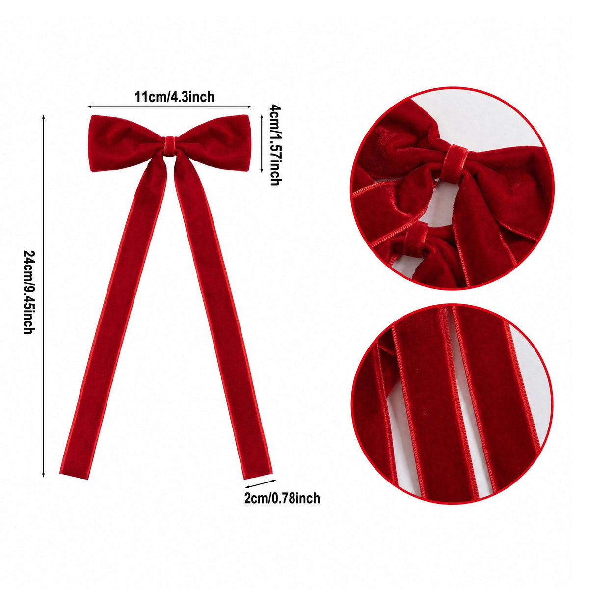 12ct Velvet Christmas Bows Long Tail Holiday Decorations