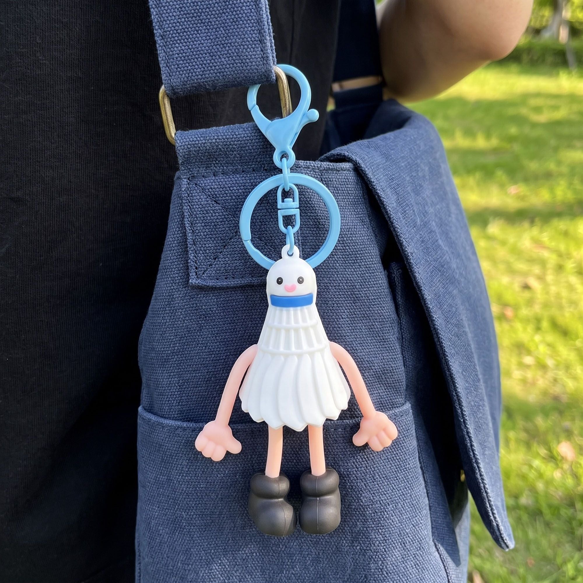 2-Piece Womens Sports Themed Bag Charm with Hanging Clip and Character Accent