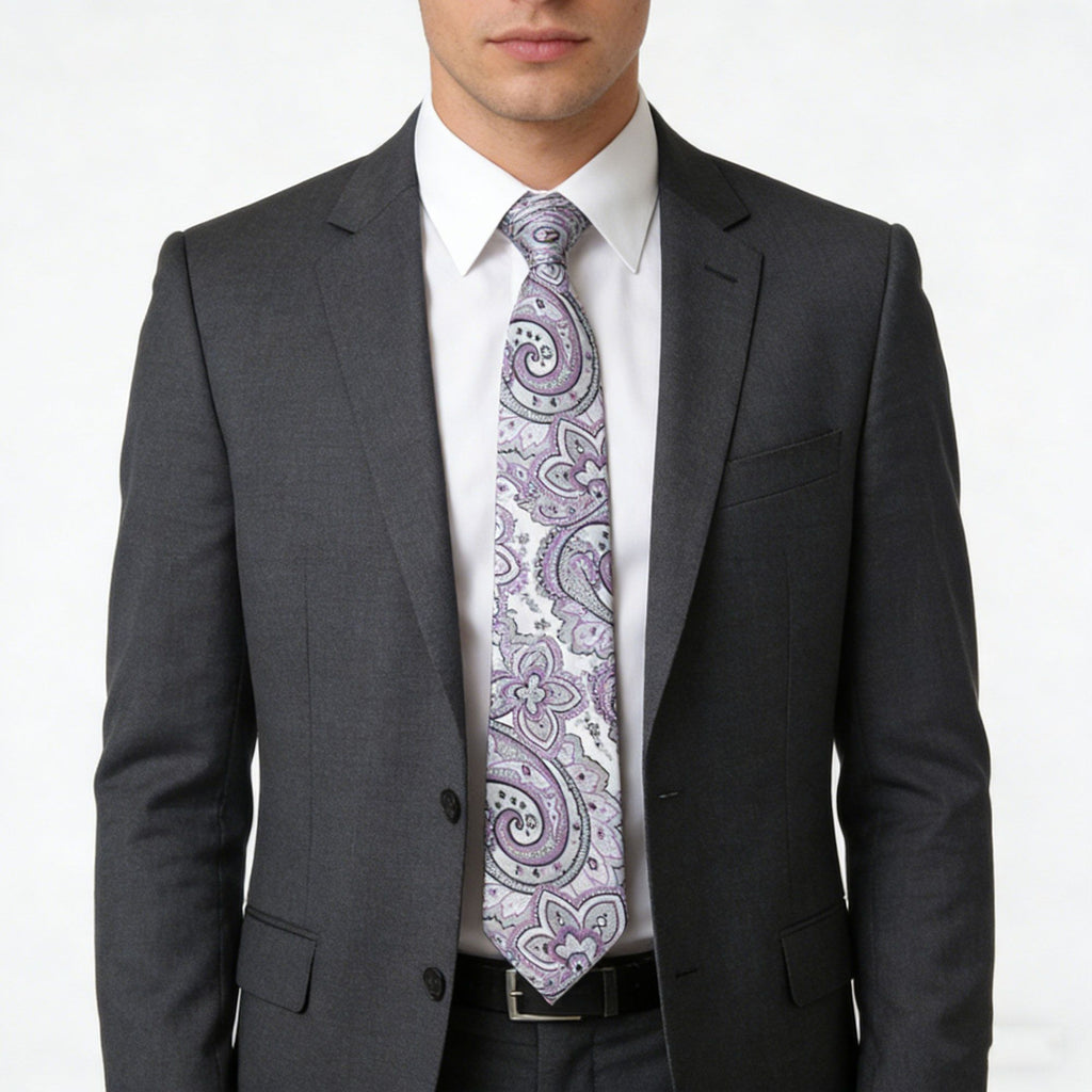 Anna-Kaci Men's Paisley Polyester Filament Tie - Formal/Casual Necktie for Weddings, Events & Stylish Daily Wear