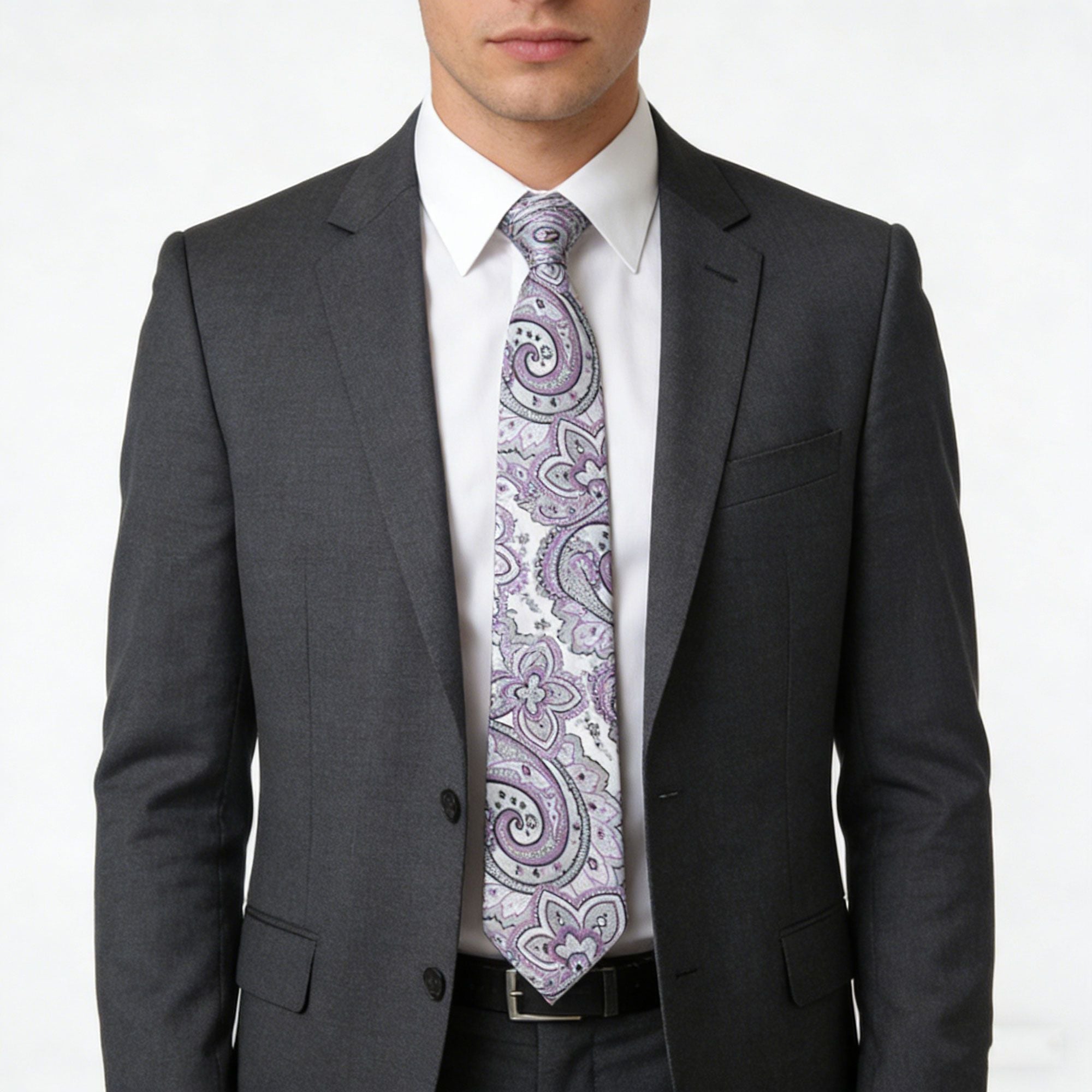 Anna-Kaci Men's Paisley Polyester Filament Tie - Formal/Casual Necktie for Weddings, Events & Stylish Daily Wear