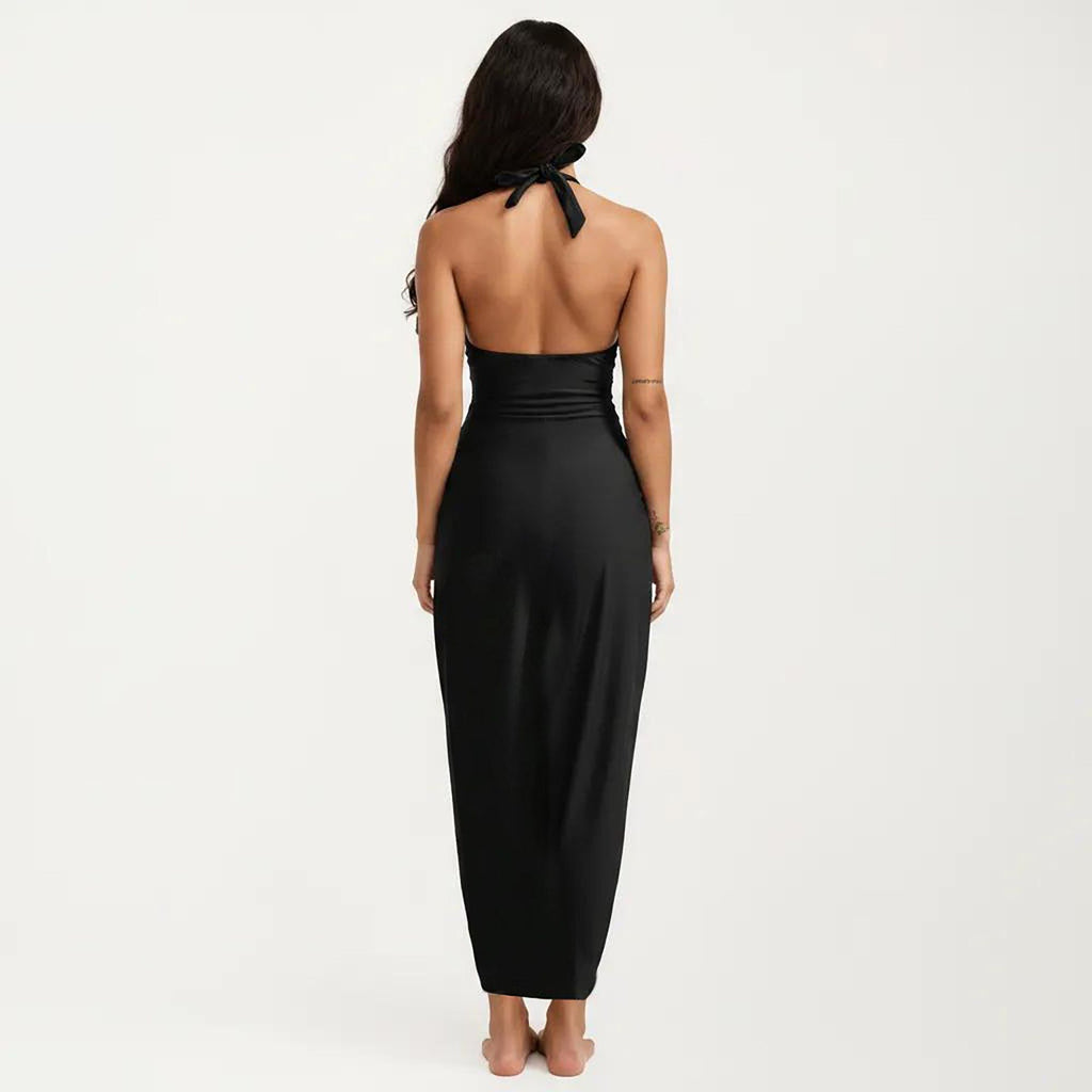 Anna-Kaci Swim Women's Maternity Halter Neck Starfish Detail Cover-Up Dress with Side Slit