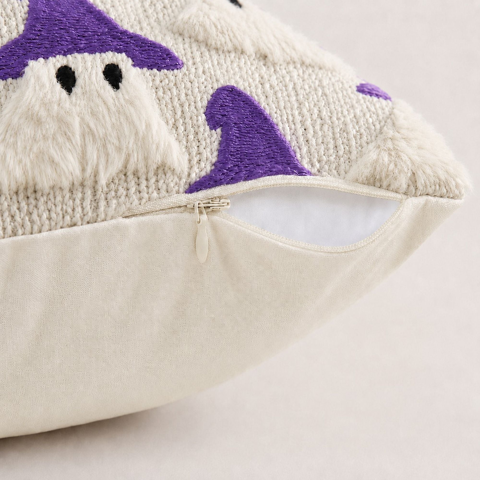 Halloween Tufted Witch Ghost Throw Pillow Cover for Couch Bed and Chair