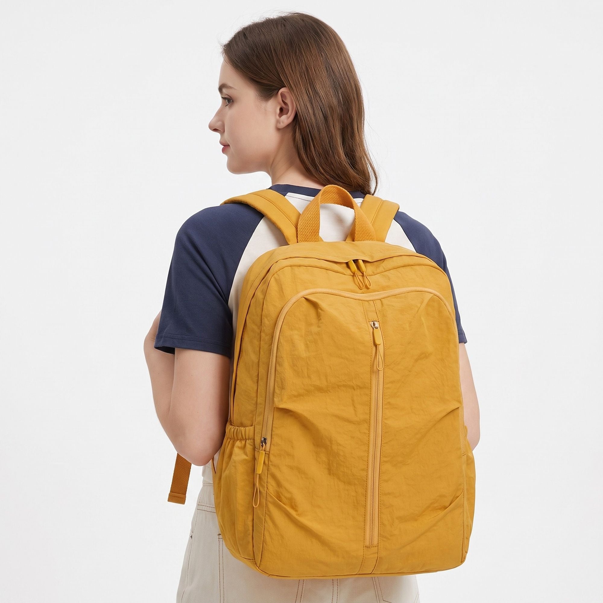 Lightweight Travel Backpack with Large Front Zip Compartment Side Pockets and Padded Shoulder Straps