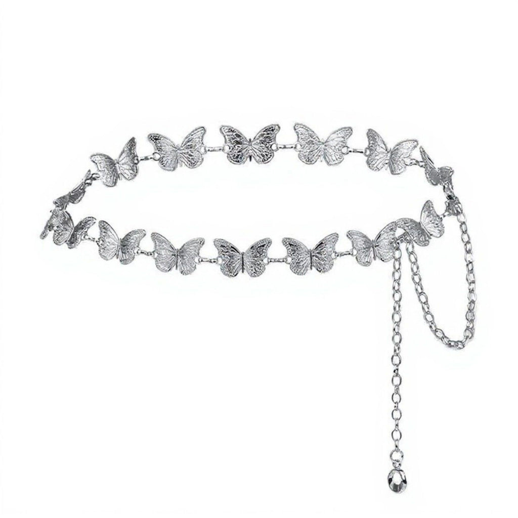 Anna-Kaci Women's Rhinestone Butterfly Chain Belt with Adjustable Link and Elegant Waist Detail 49in