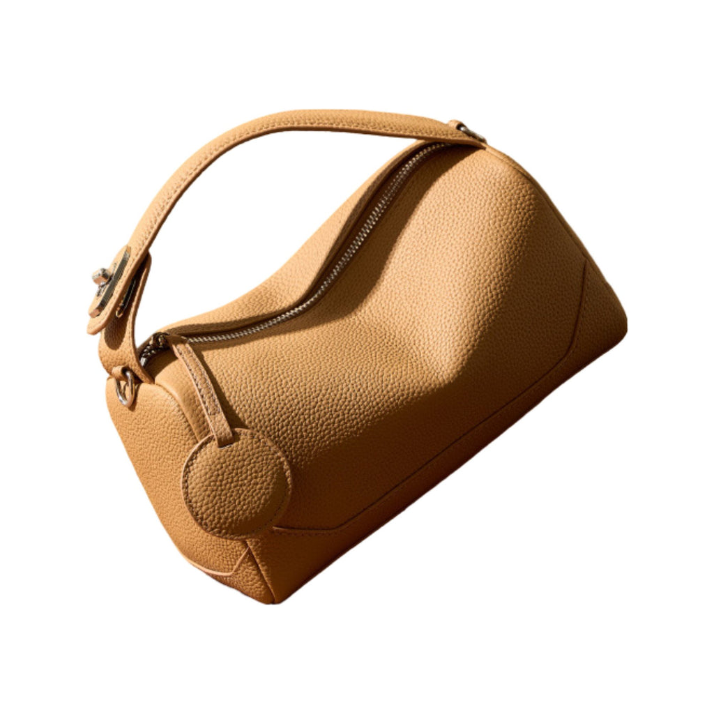 Pebbled Leather Satchel Bag with Top Handle Adjustable Crossbody Strap and Zipper Closure