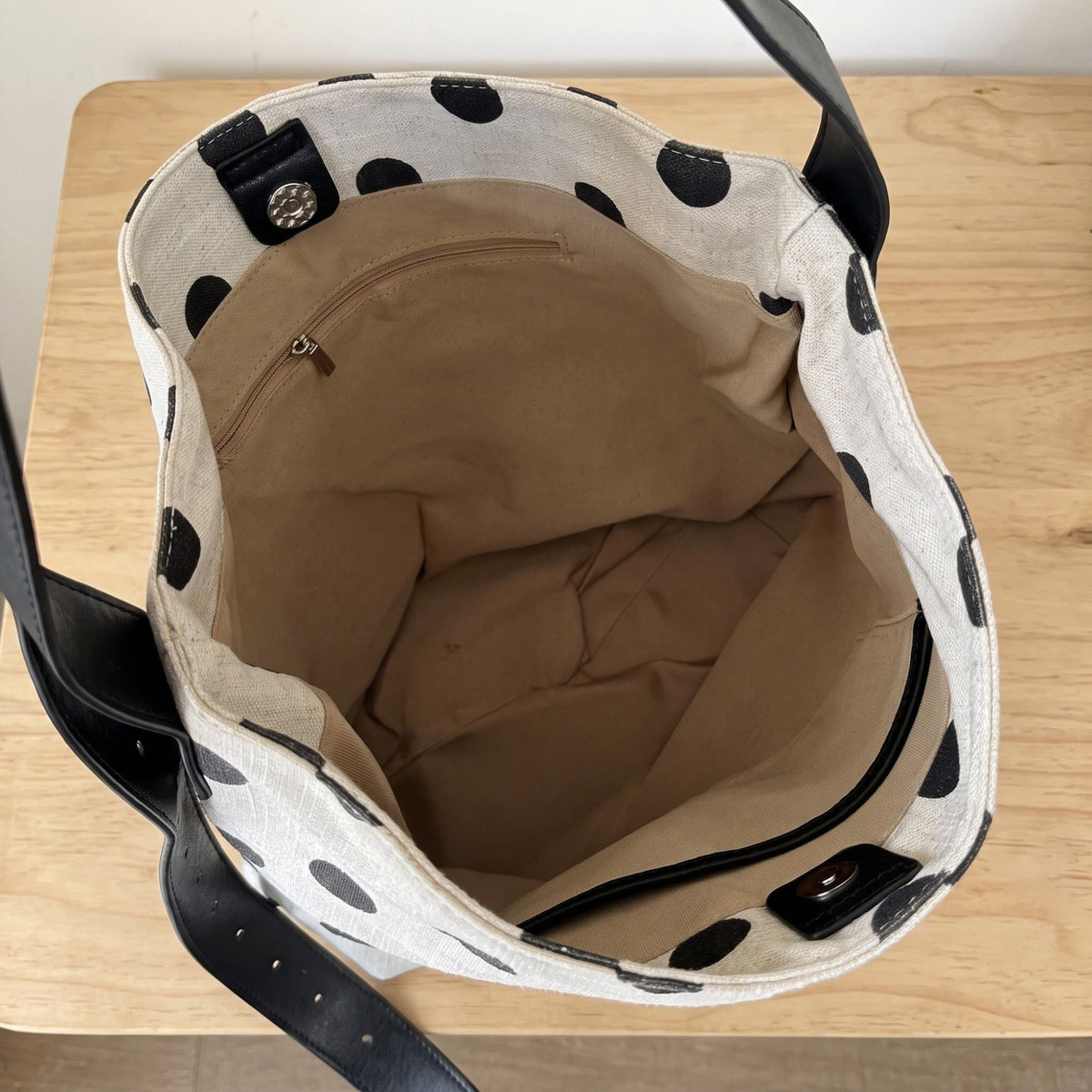 Polka Dot Hobo Shoulder Bag with Adjustable Strap and Front Pocket