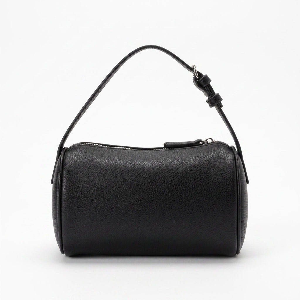 Barrel Shoulder Bag with Adjustable Strap and Top Zipper Closure 7.5x4.5x3in