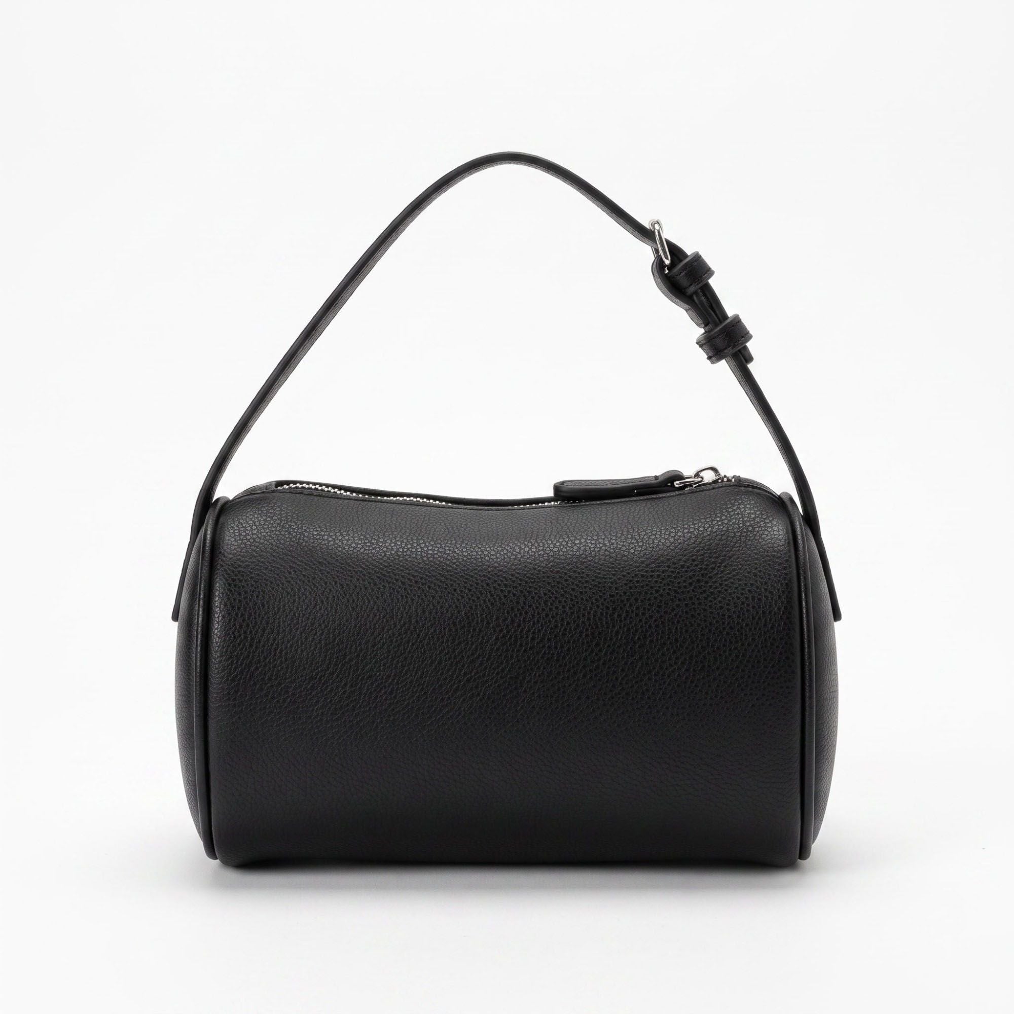 Barrel Shoulder Bag with Adjustable Strap and Top Zipper Closure 7.5x4.5x3in
