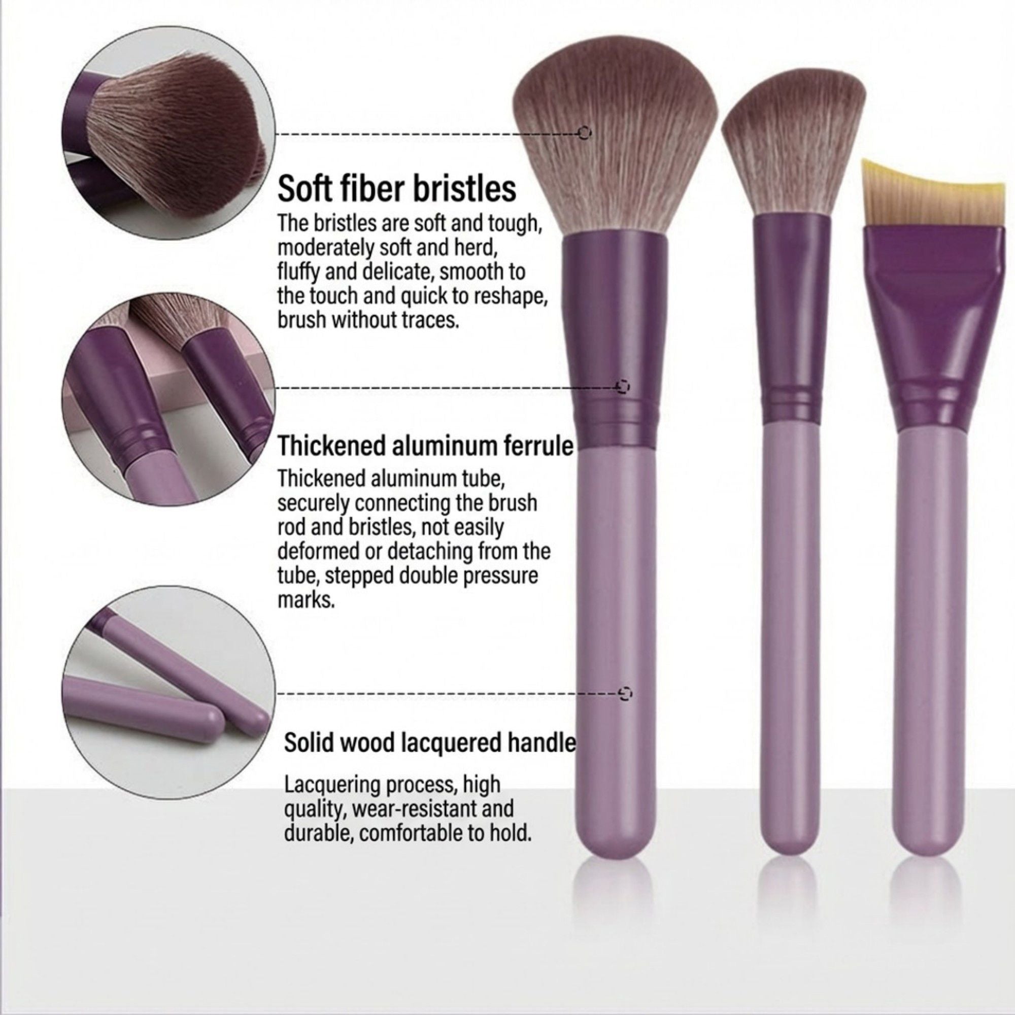12 Piece Makeup Brush Set with Soft Synthetic Bristles for Face Eye Blending Contour Powder Foundation