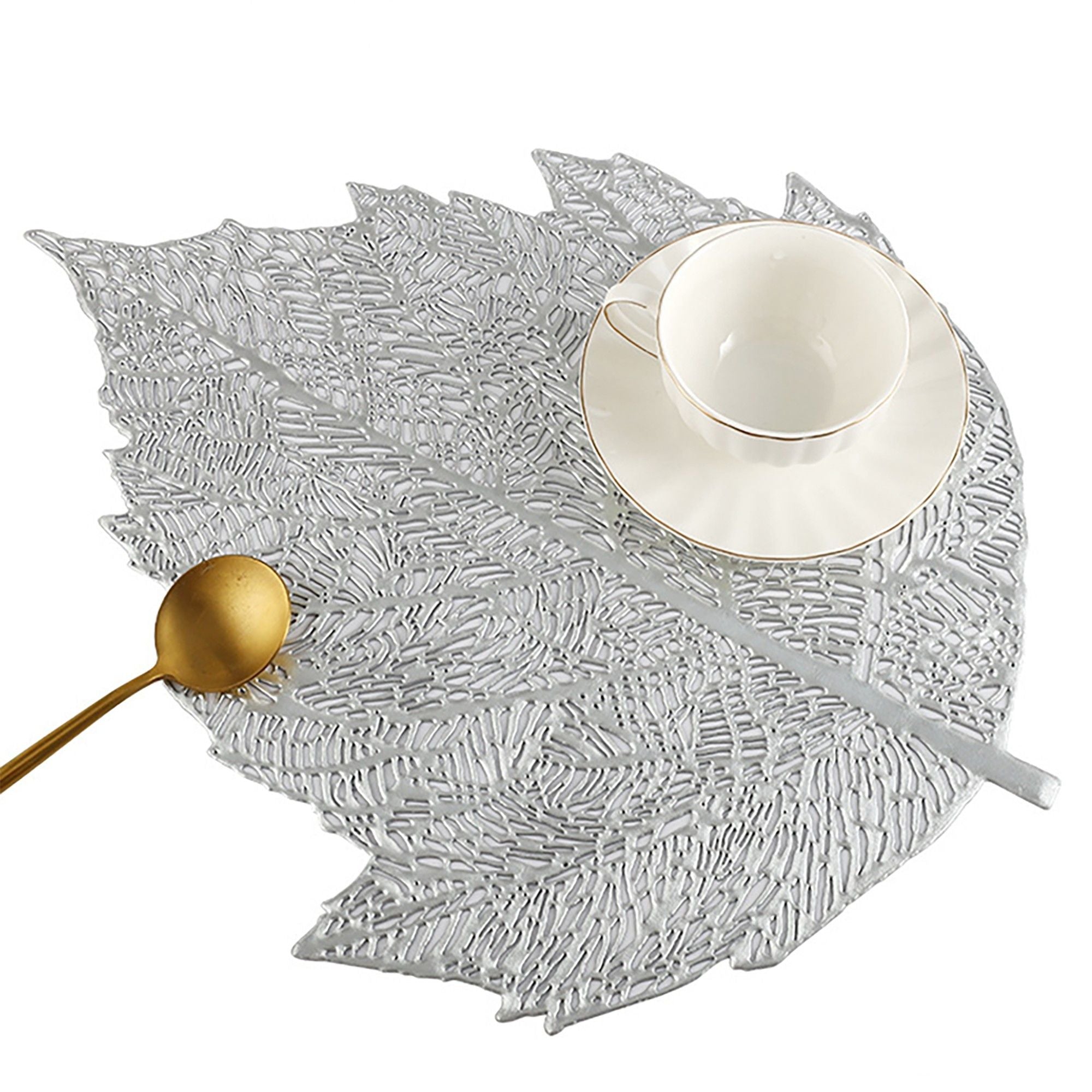 4 Piece Set Leaf Shape PVC Placemats Heat Resistant Decorative Table Mats