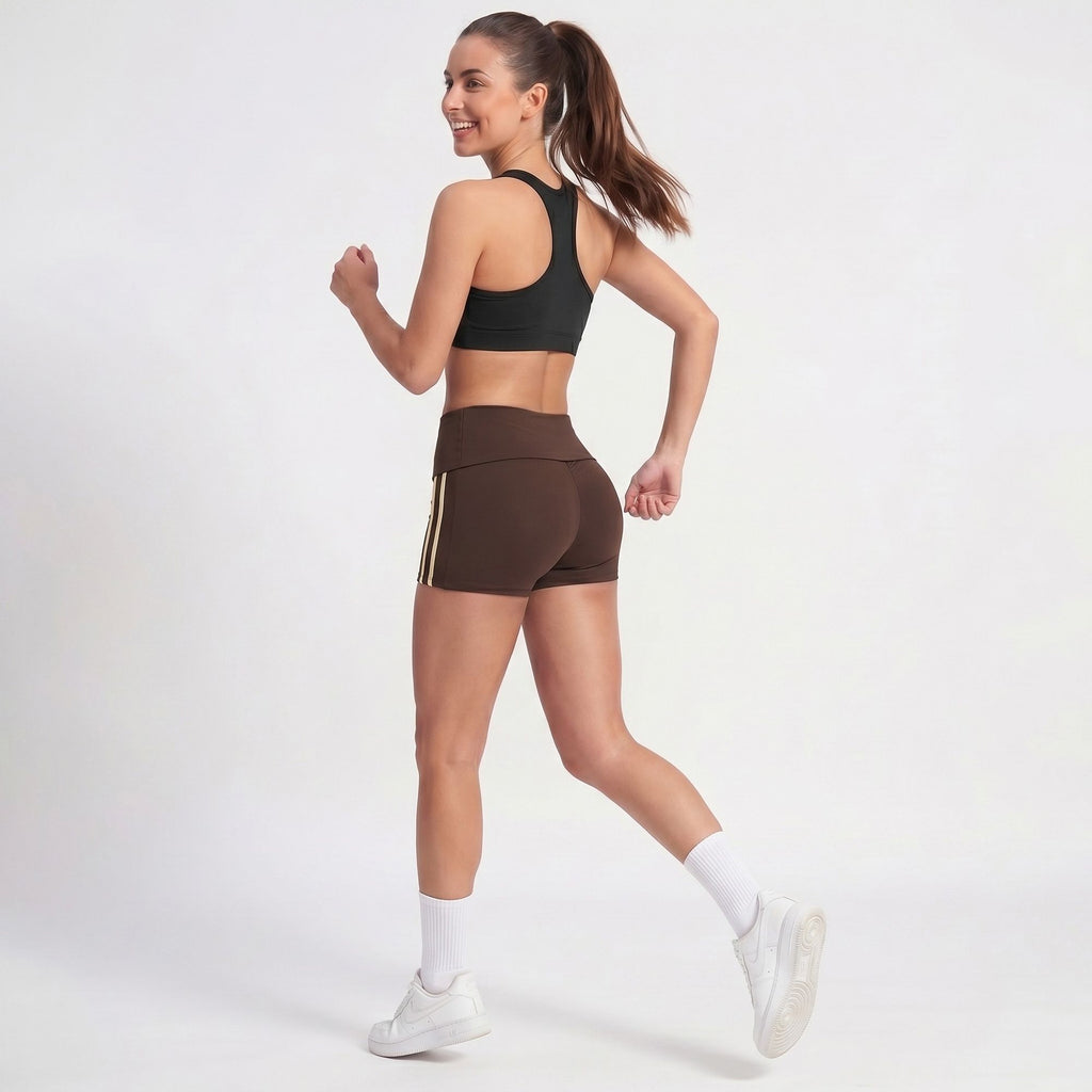 High Waisted Side Stripe Yoga Shorts Butt Lifting Workout Shorts