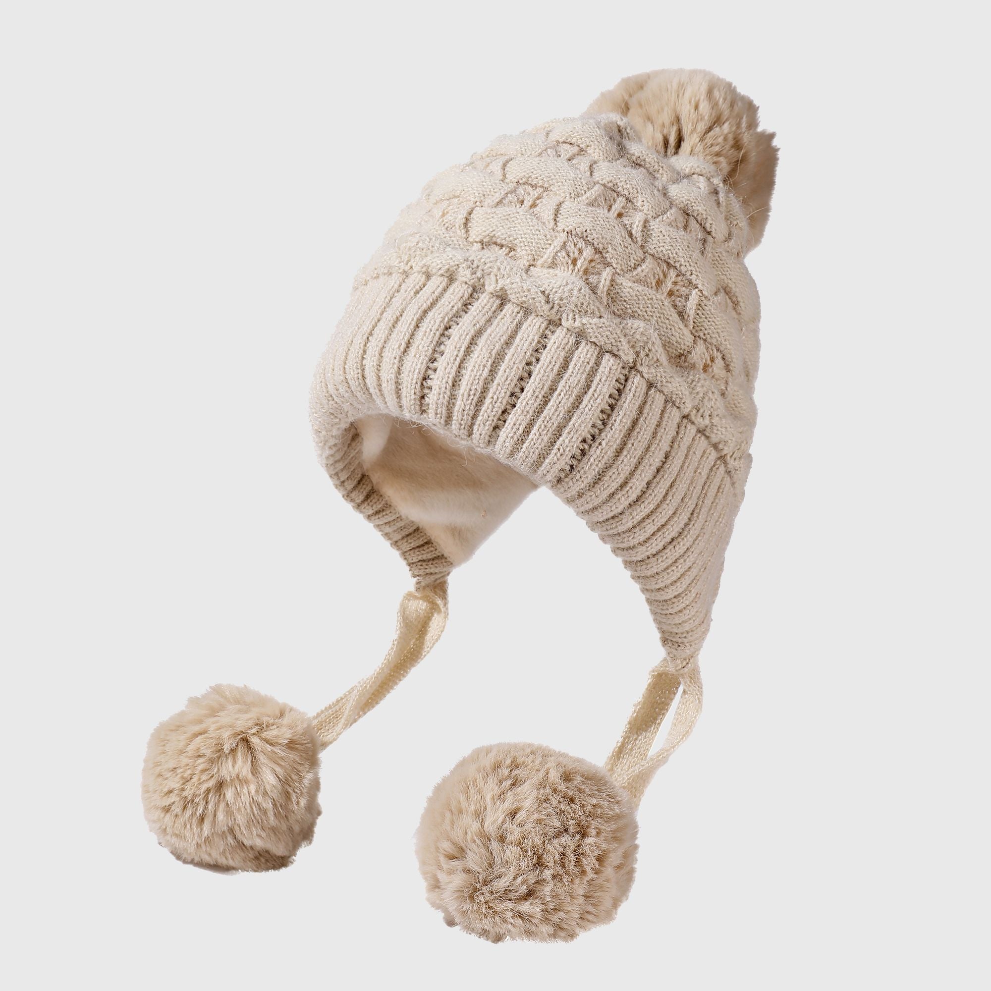 Anna-Kaci Women's Knit Trapper Hat with Pom - Poms