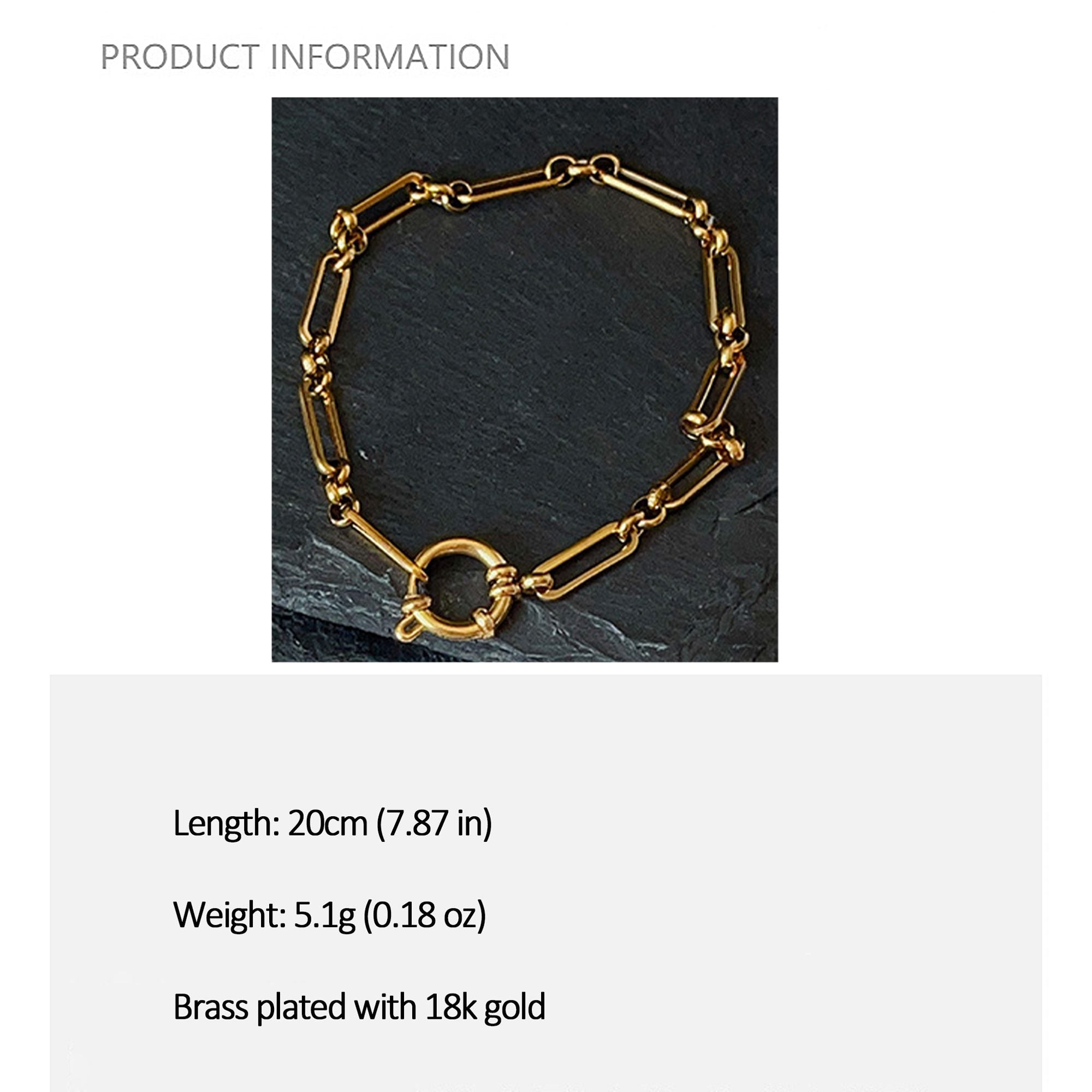 Women's Paperclip Chain Bracelet - Open Ring Clasp Bracelet for Minimalist Modern Styling