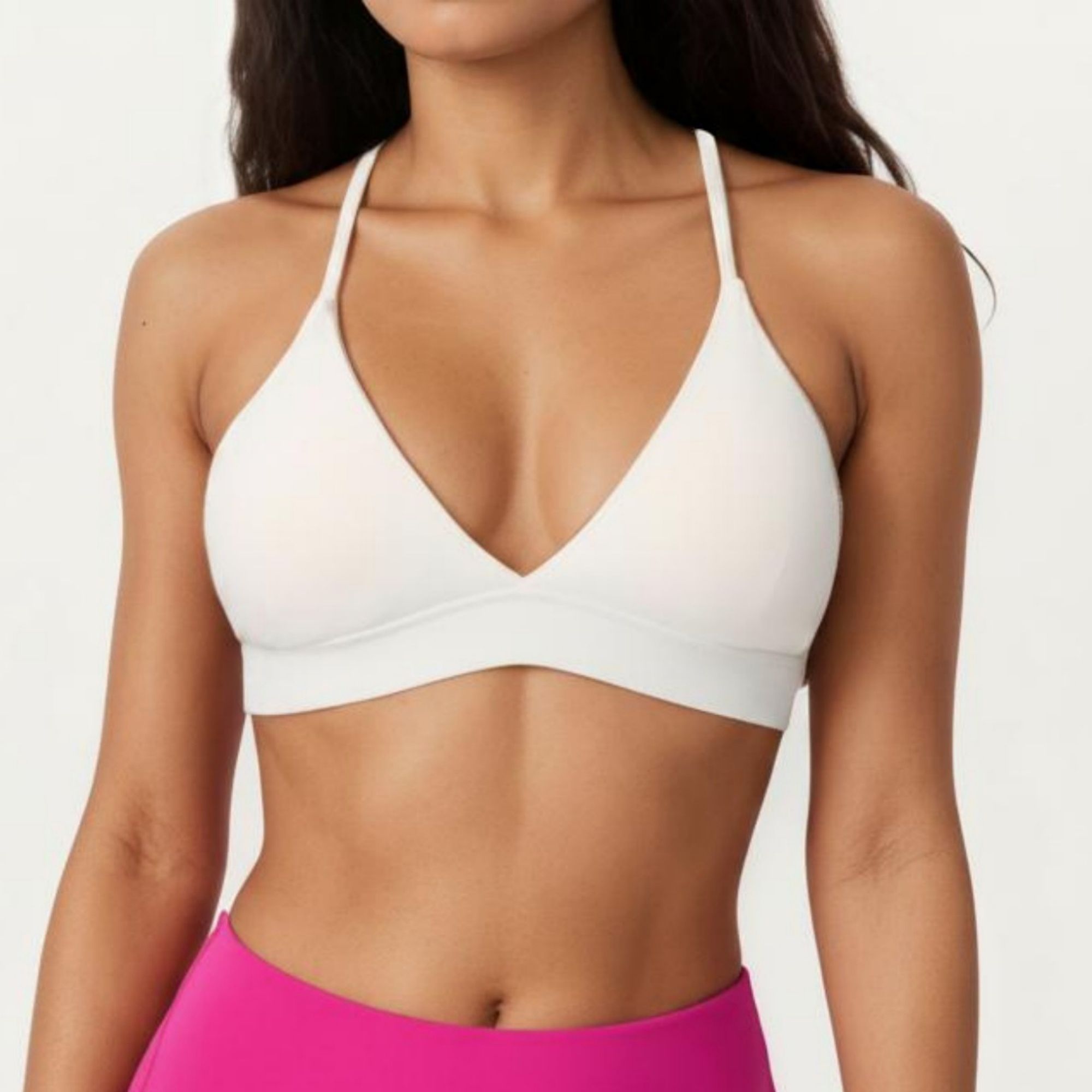 Anna-Kaci Active Women's Triangle Sports Bra with Adjustable Cross Back Straps and Smooth Band