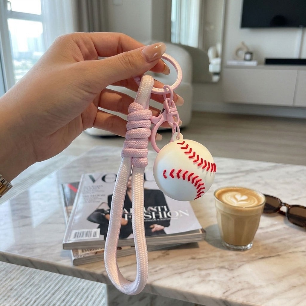 2 Pack Sports Ball Keychains with Wrist Strap and Clip Ring