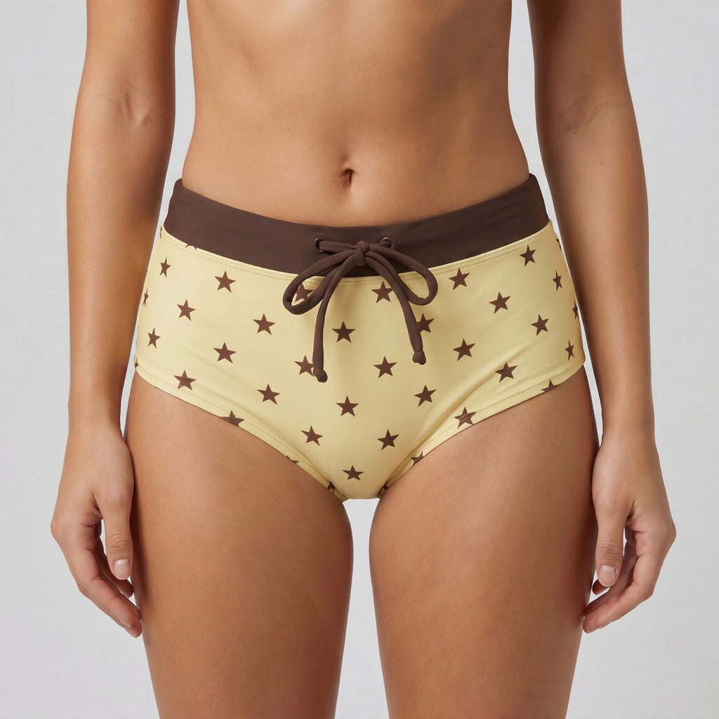 Anna-Kaci Swim Women's 2 Piece Bikini Set with Stripe Print Triangle Top and Boyshort Bottoms