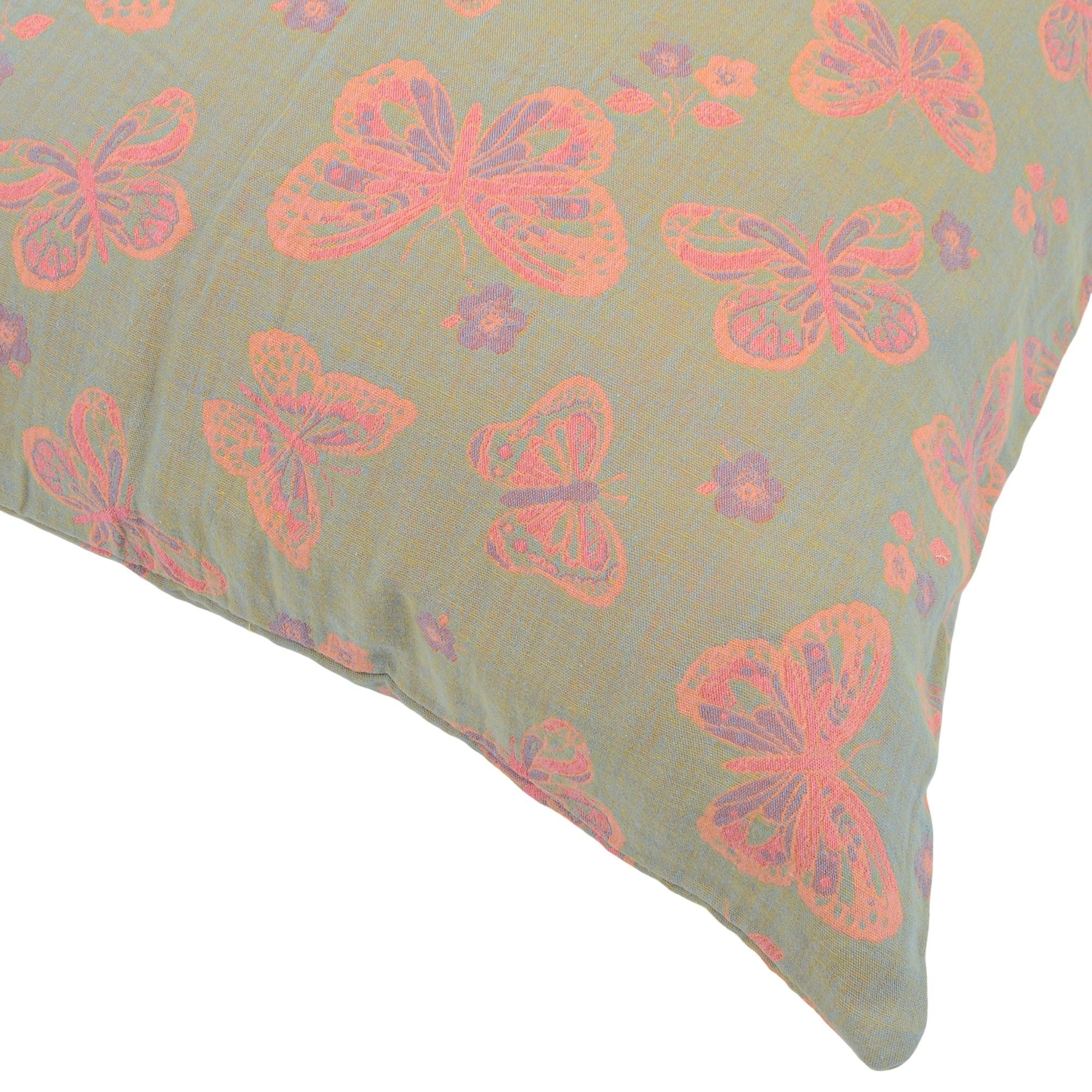 2-Piece Cotton Pillowcases with Vibrant Butterfly Print Design for Bedroom, Soft and Comfortable Bedding Set 20x26in
