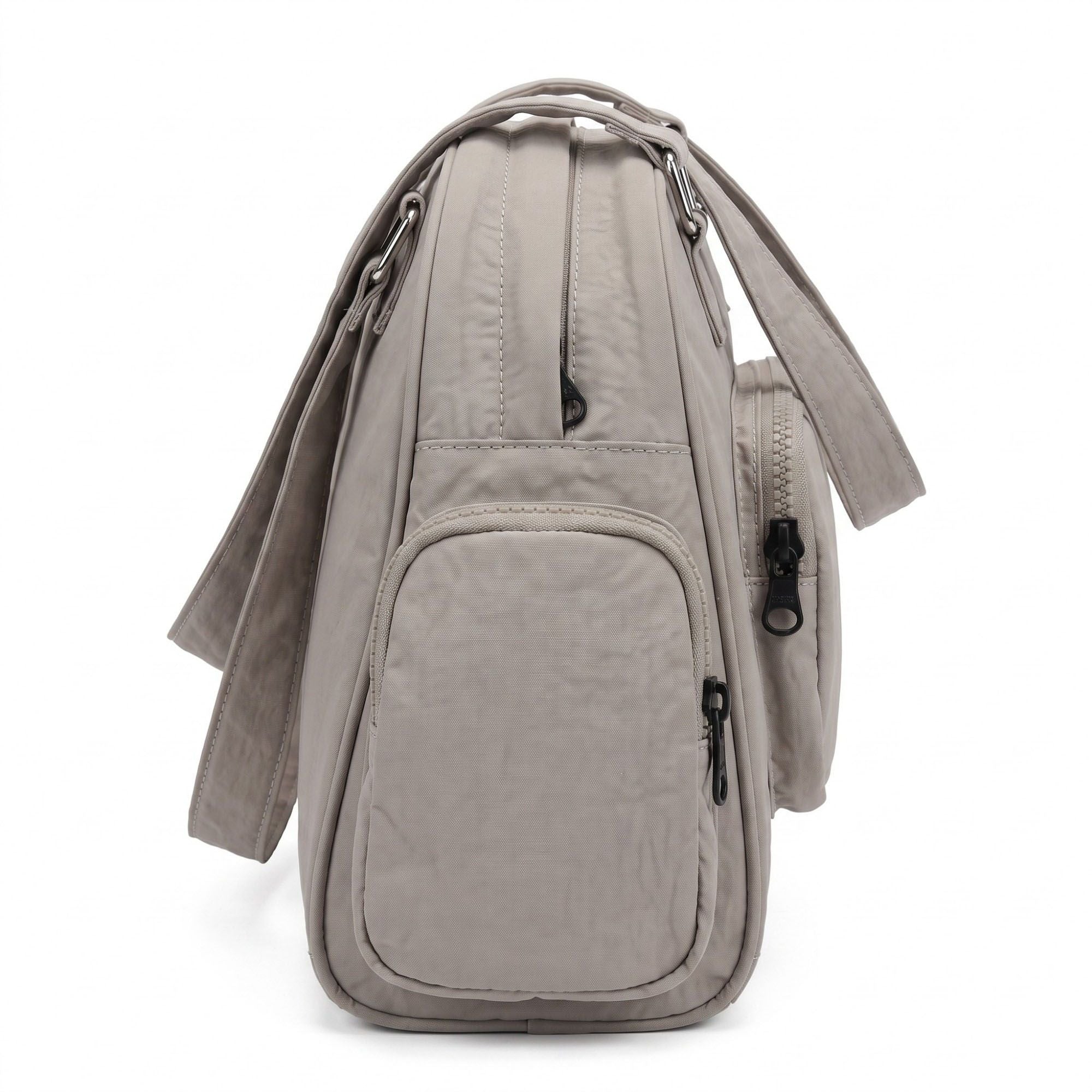 Multi-Pocket Shoulder Bag with Top Zipper and Front and Side Compartments 10x6.5x3.5in